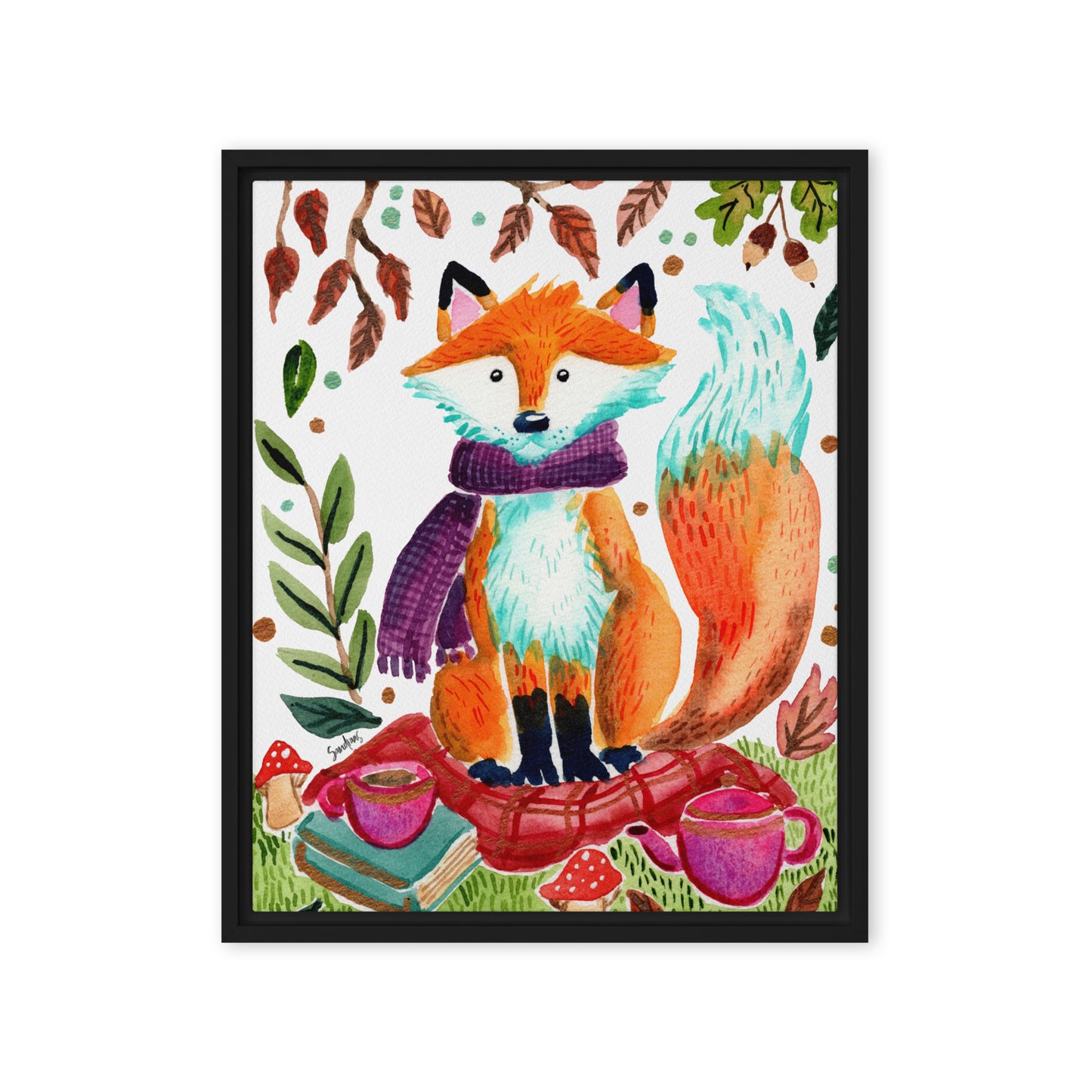 Cozy Fox Autumn Scene – Framed Canvas 🍂🦊🎨 - SANDRAAS