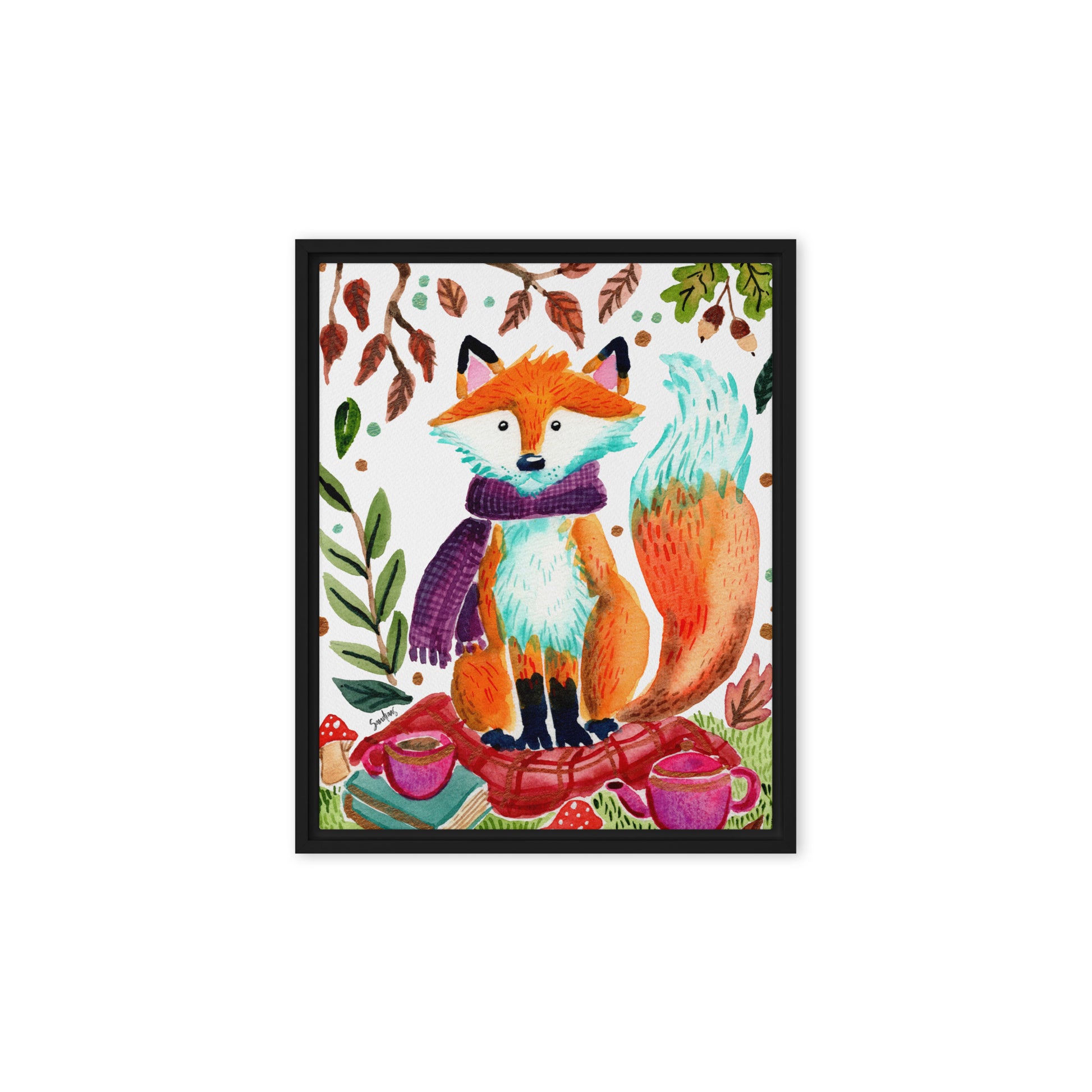 Cozy Fox Autumn Scene – Framed Canvas 🍂🦊🎨 - SANDRAAS