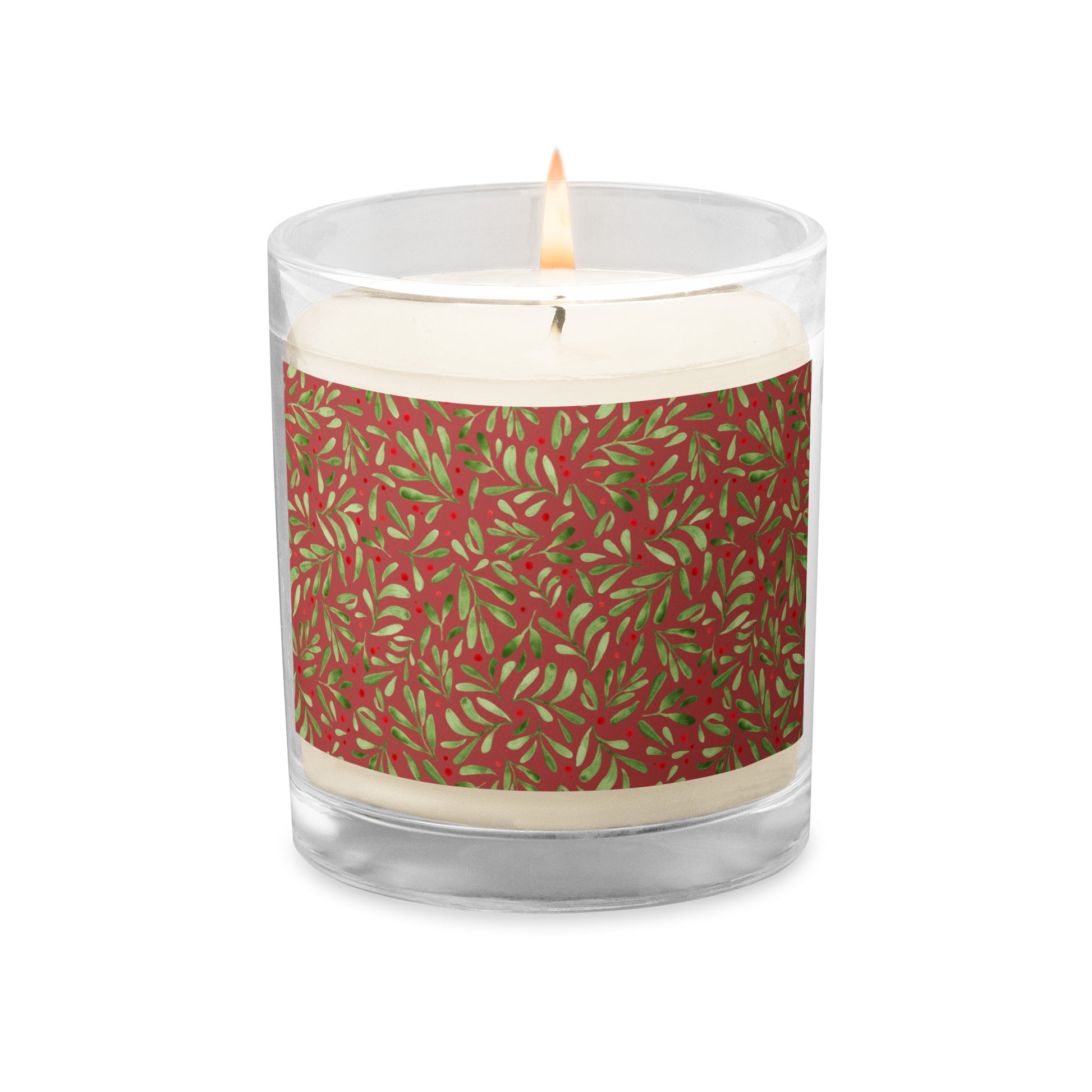 Glass Jar Soy Wax Candle – Red Winter Leaves 🍂🕯️ - SANDRAAS