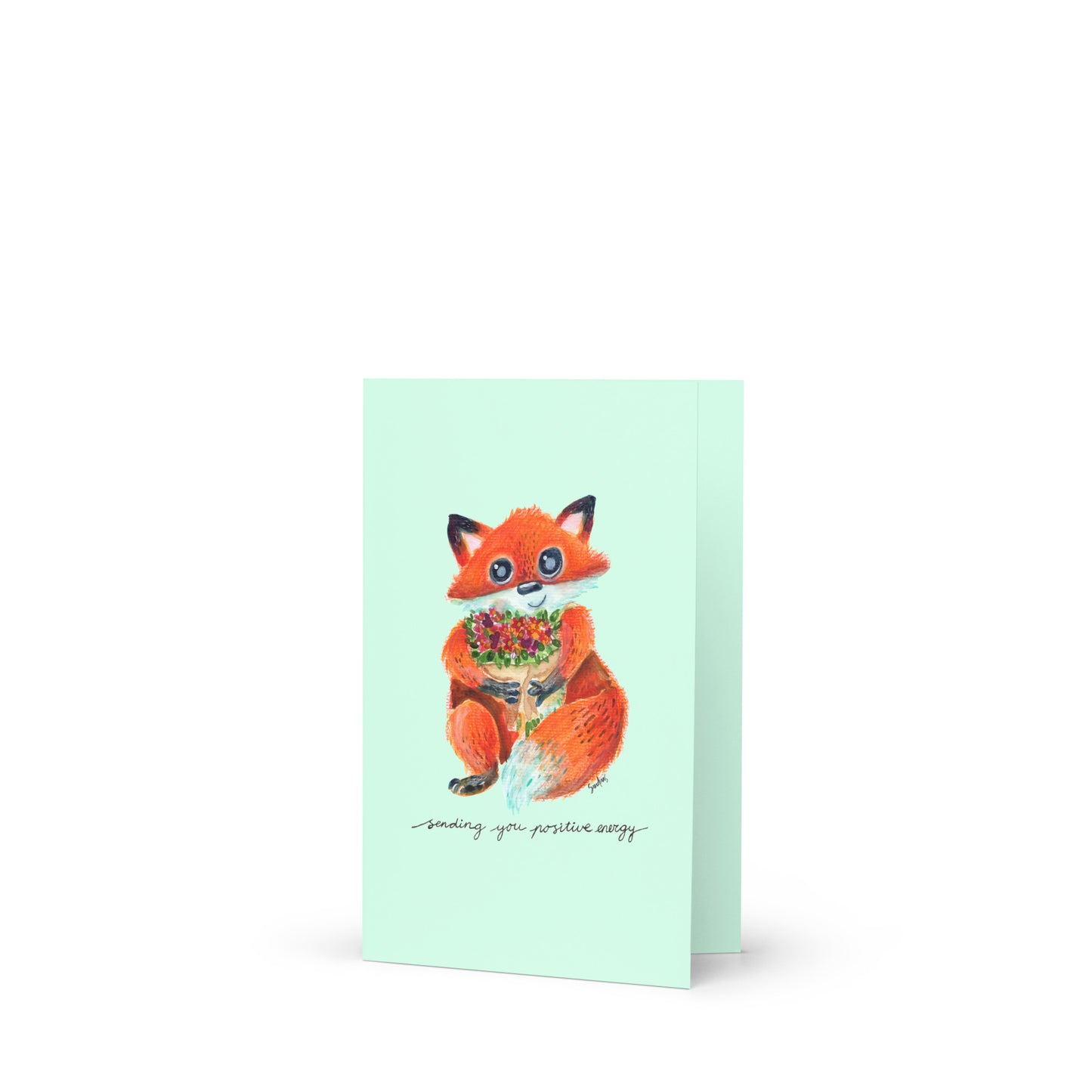 🦊 Greeting Card – Positive Fox 💚💌 - SANDRAAS