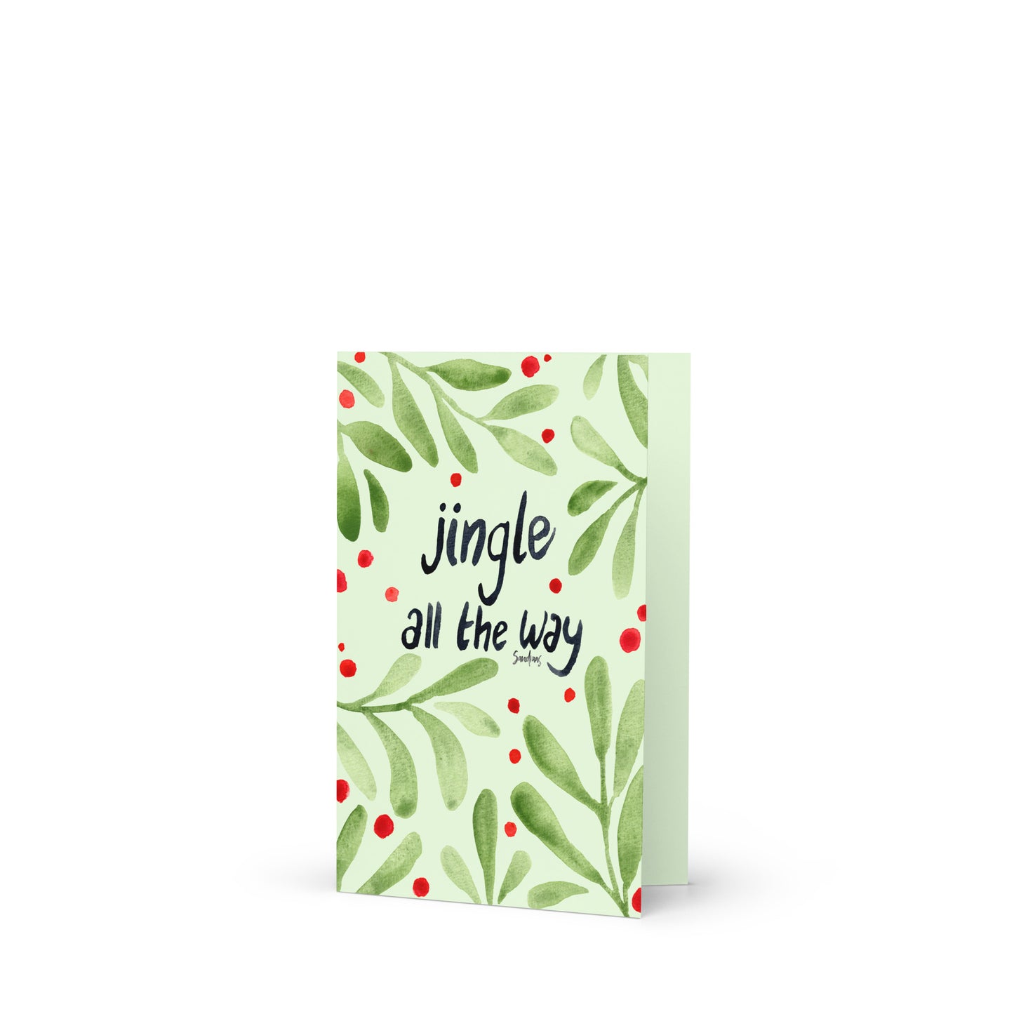 Christmas Card – Light Green "Jingle All The Way" 🎄✨ - SANDRAAS