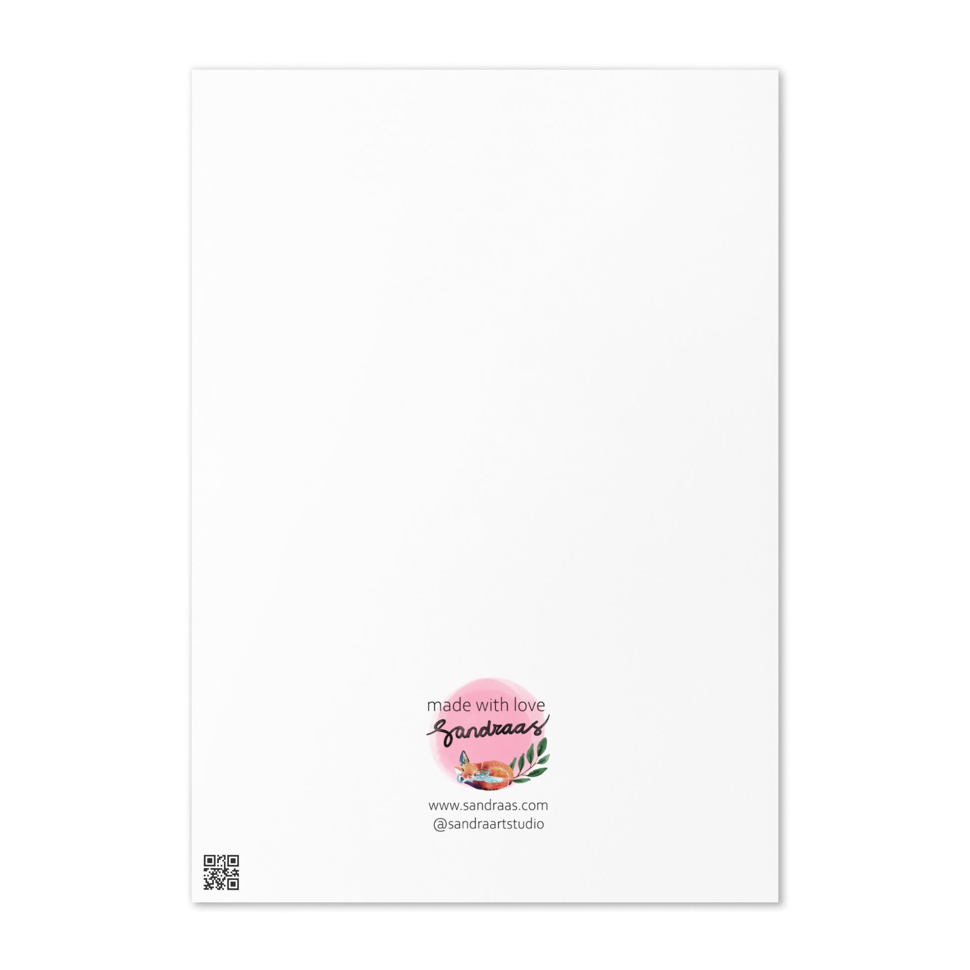 Happy Birthday Card – Watercolor Fox with Present on Green Textured Background - SANDRAAS