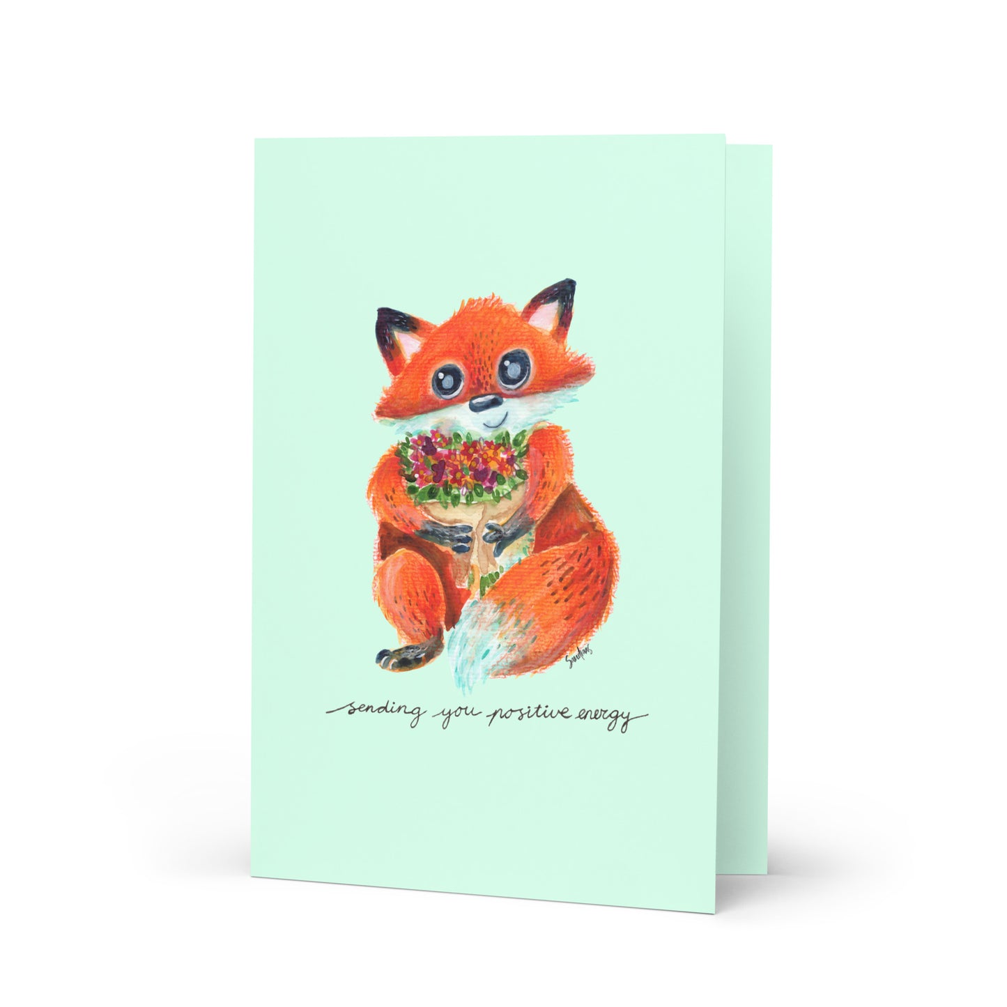 🦊 Greeting Card – Positive Fox 💚💌 - SANDRAAS