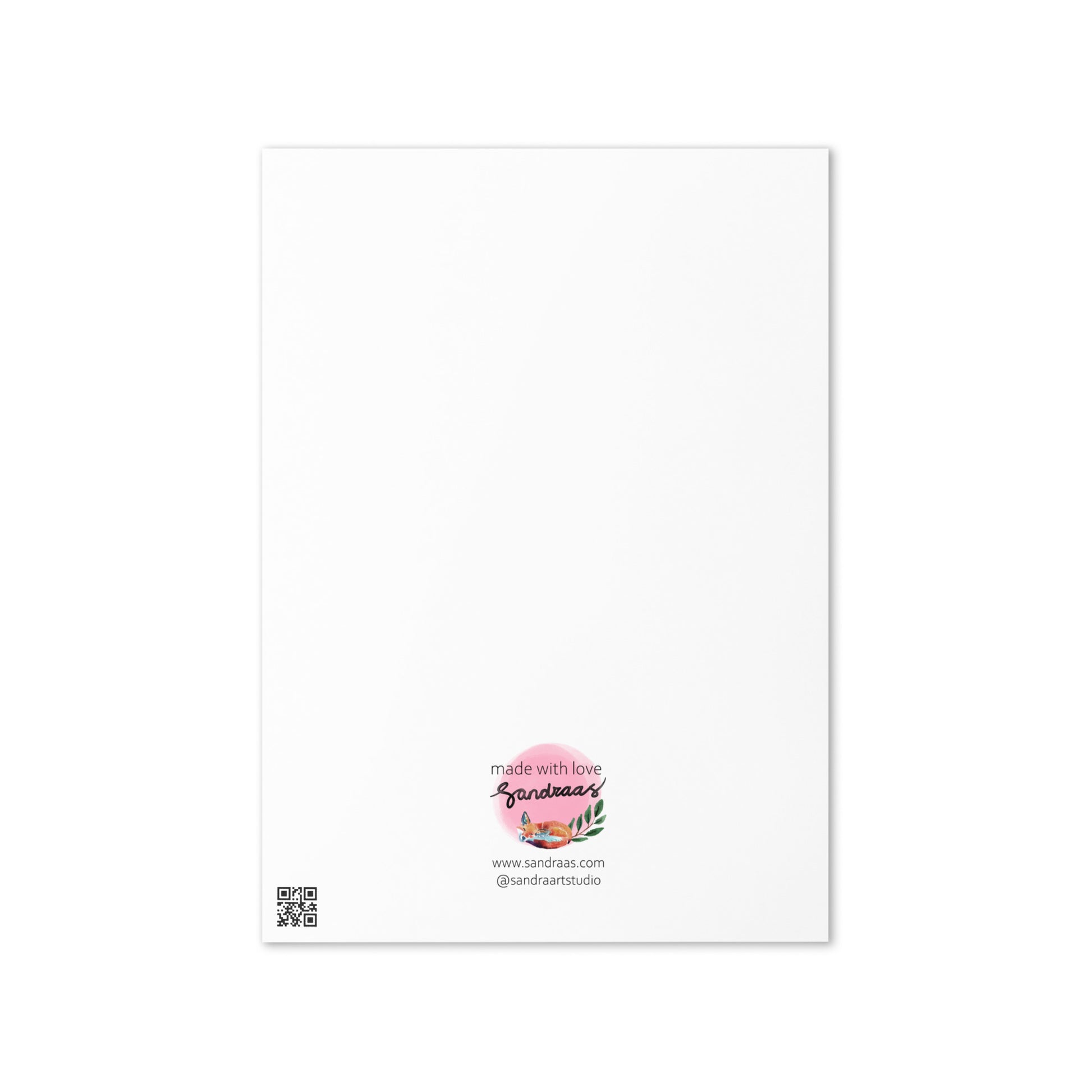 Happy Birthday Card – Watercolor Fox with Present on Green Textured Background - SANDRAAS