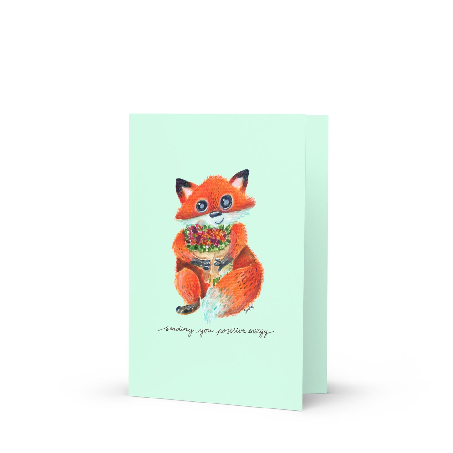 🦊 Greeting Card – Positive Fox 💚💌 - SANDRAAS
