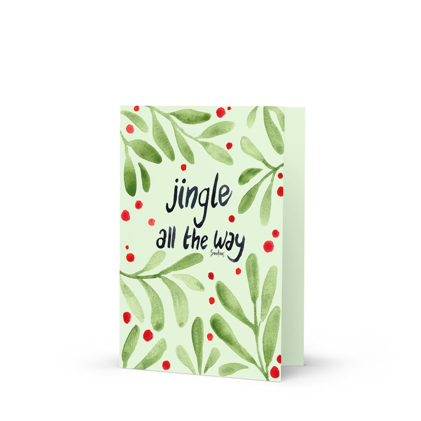 Christmas Card – Light Green "Jingle All The Way" 🎄✨ - SANDRAAS
