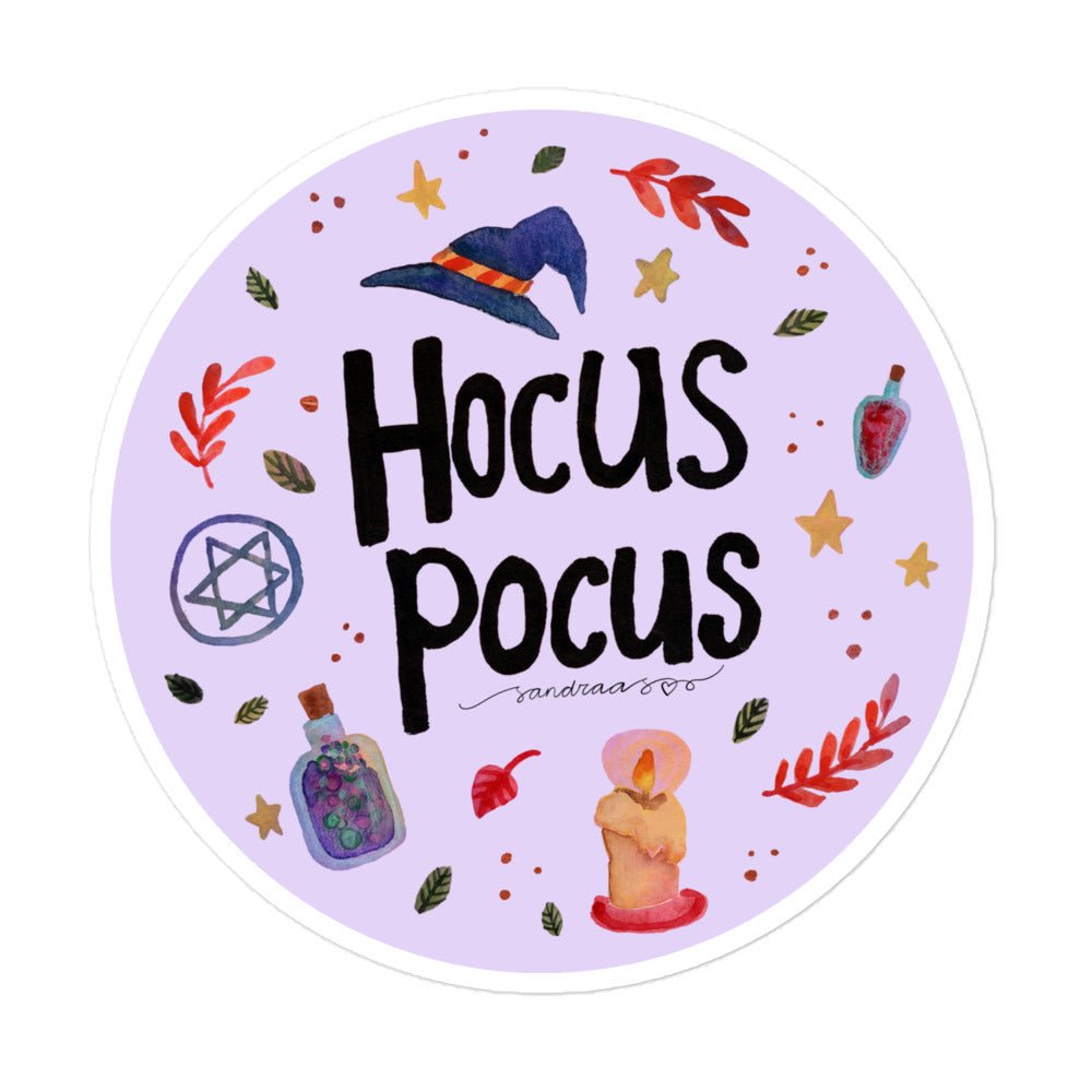 Hocus Pocus Halloween Sticker • Watercolor Witchy Vinyl Decal • Spooky Bubble - Free Adhesive Sticker - SANDRAAS
