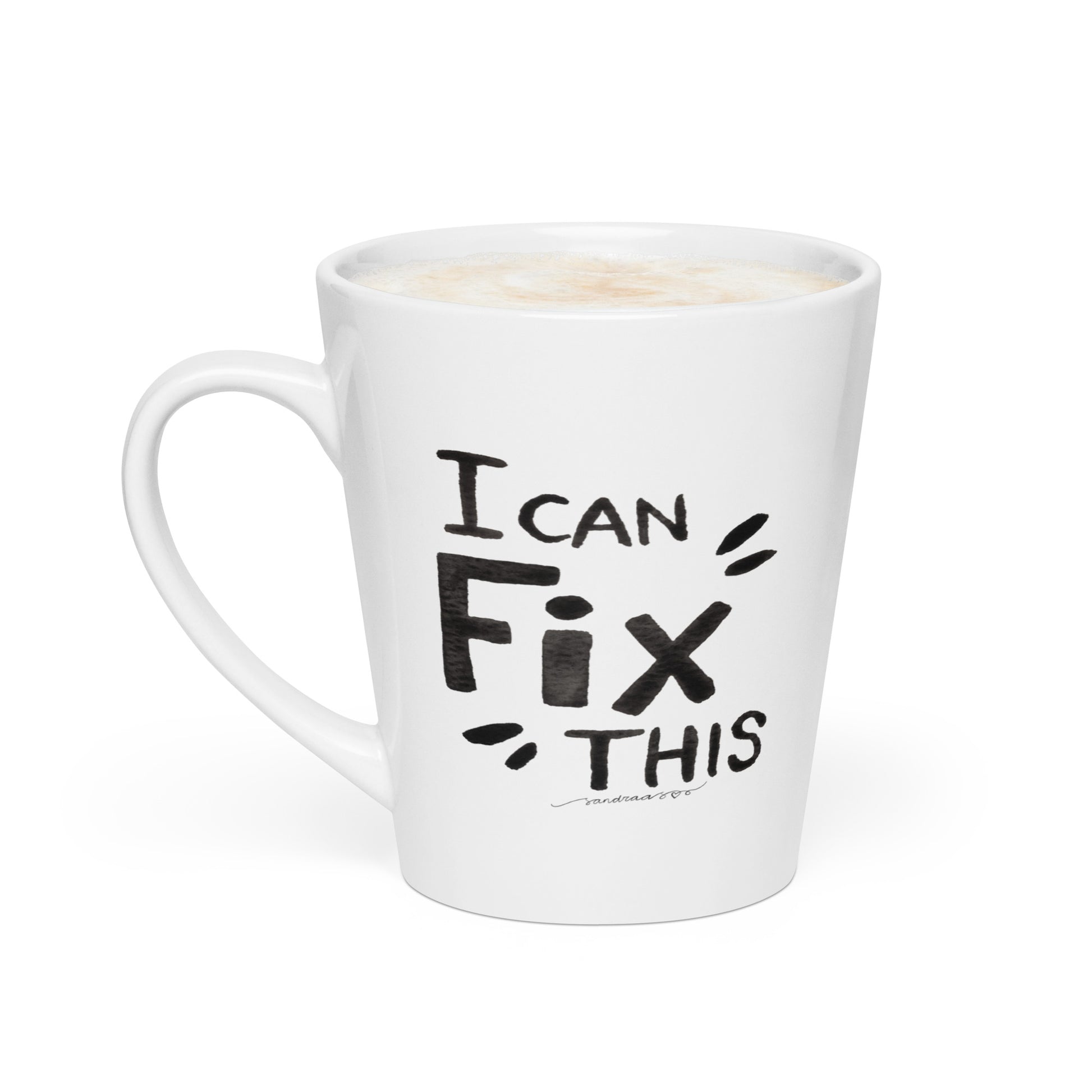 "I Can Fix This" – Latte Mug with Hand - Lettered Design ☕ - SANDRAAS