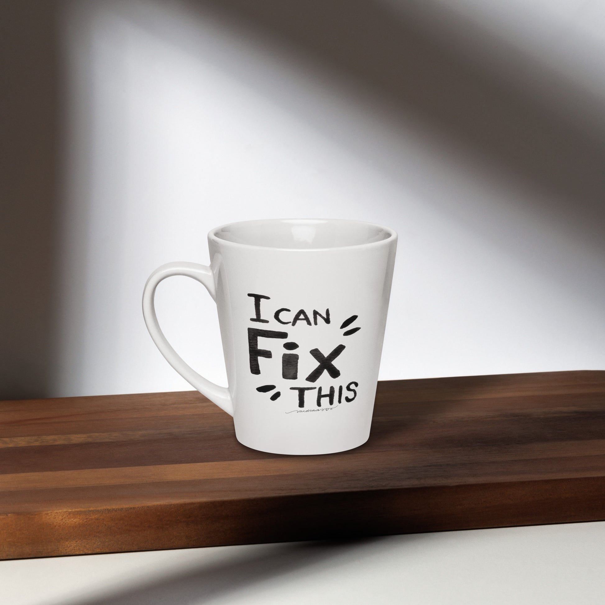 "I Can Fix This" – Latte Mug with Hand - Lettered Design ☕ - SANDRAAS