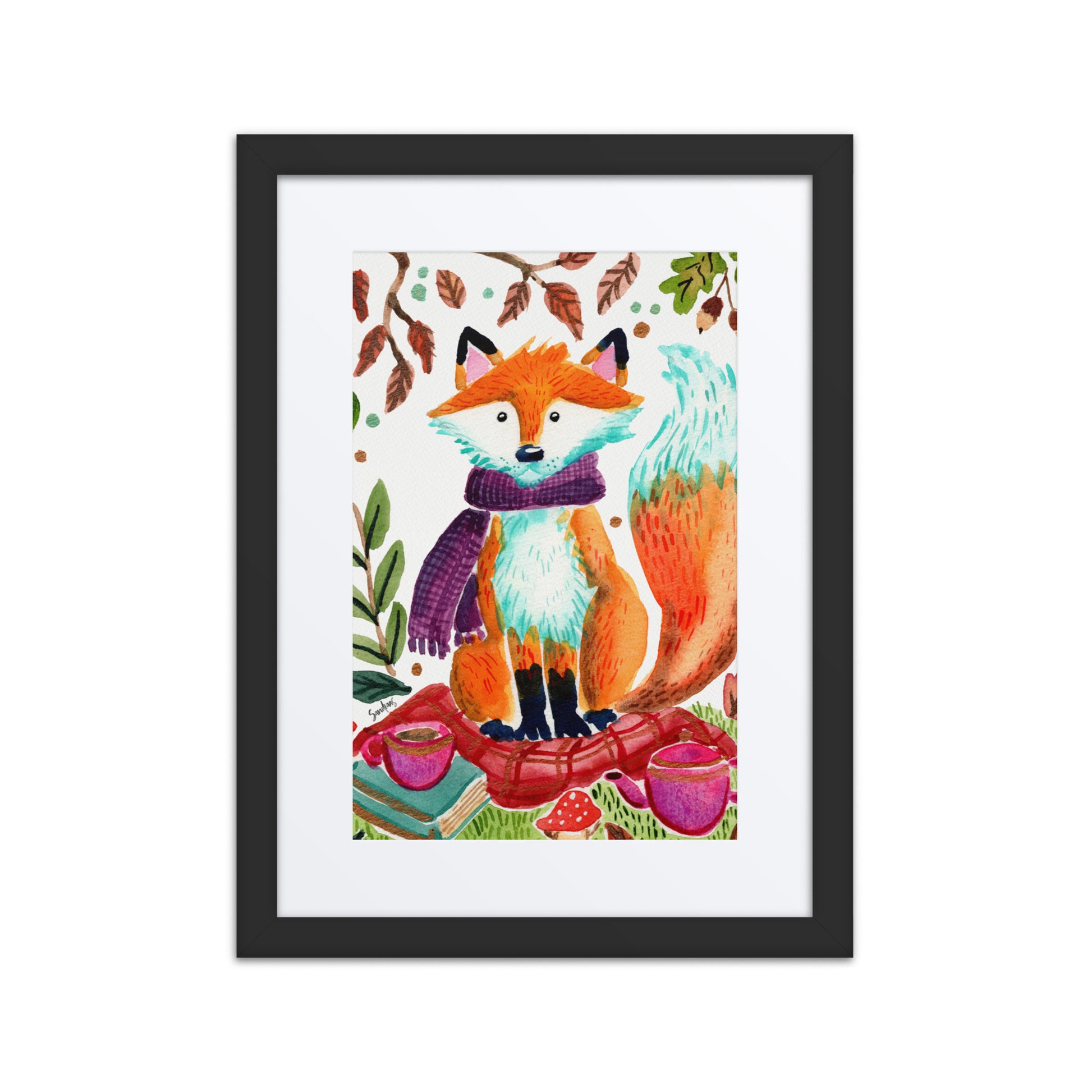 Cozy Fox Autumn Scene – Framed Poster 🦊🍂✨ - SANDRAAS
