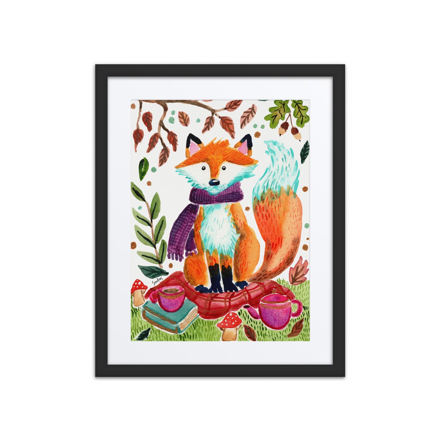 Cozy Fox Autumn Scene – Framed Poster 🦊🍂✨ - SANDRAAS