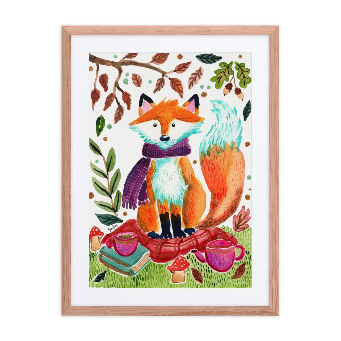 Cozy Fox Autumn Scene – Framed Poster 🦊🍂✨ - SANDRAAS