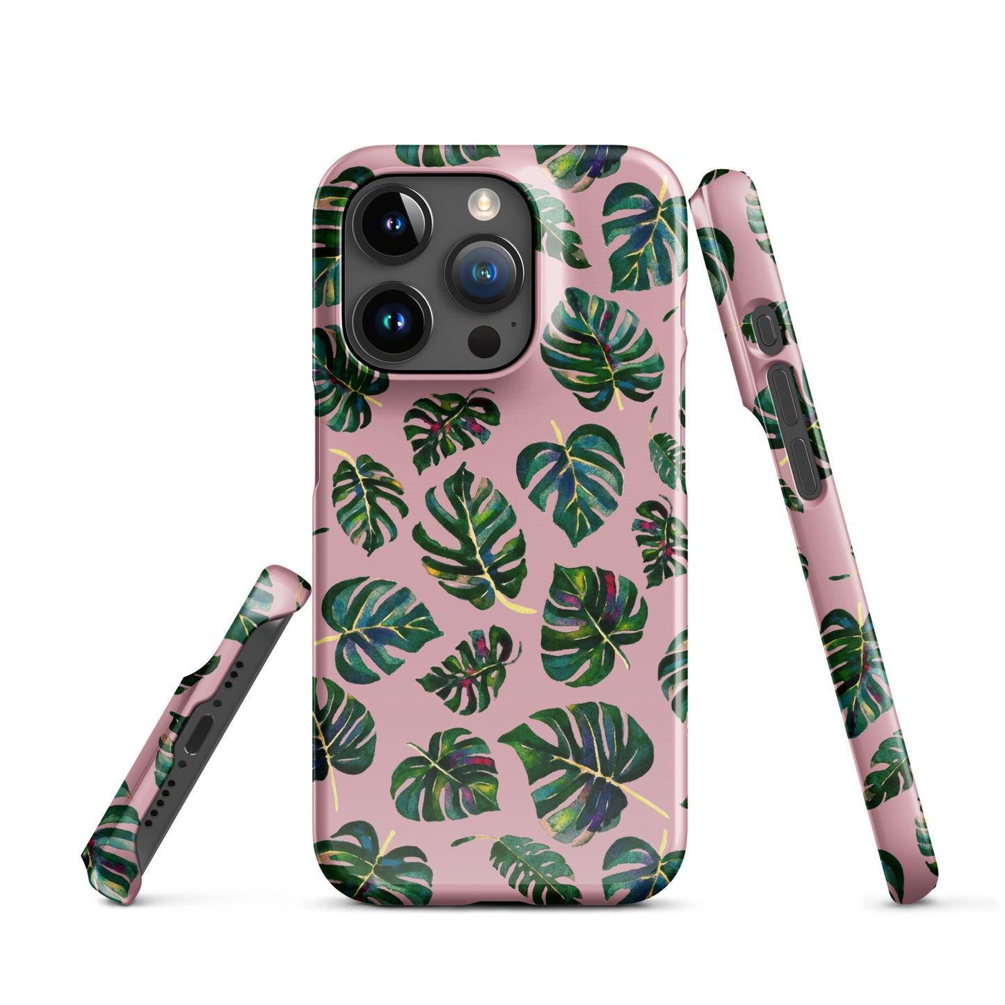 📱 iPhone® Snap Case – Monstera Leaves – Pink Watercolor Edition 🌿💗 - iPhone Case - SANDRAAS