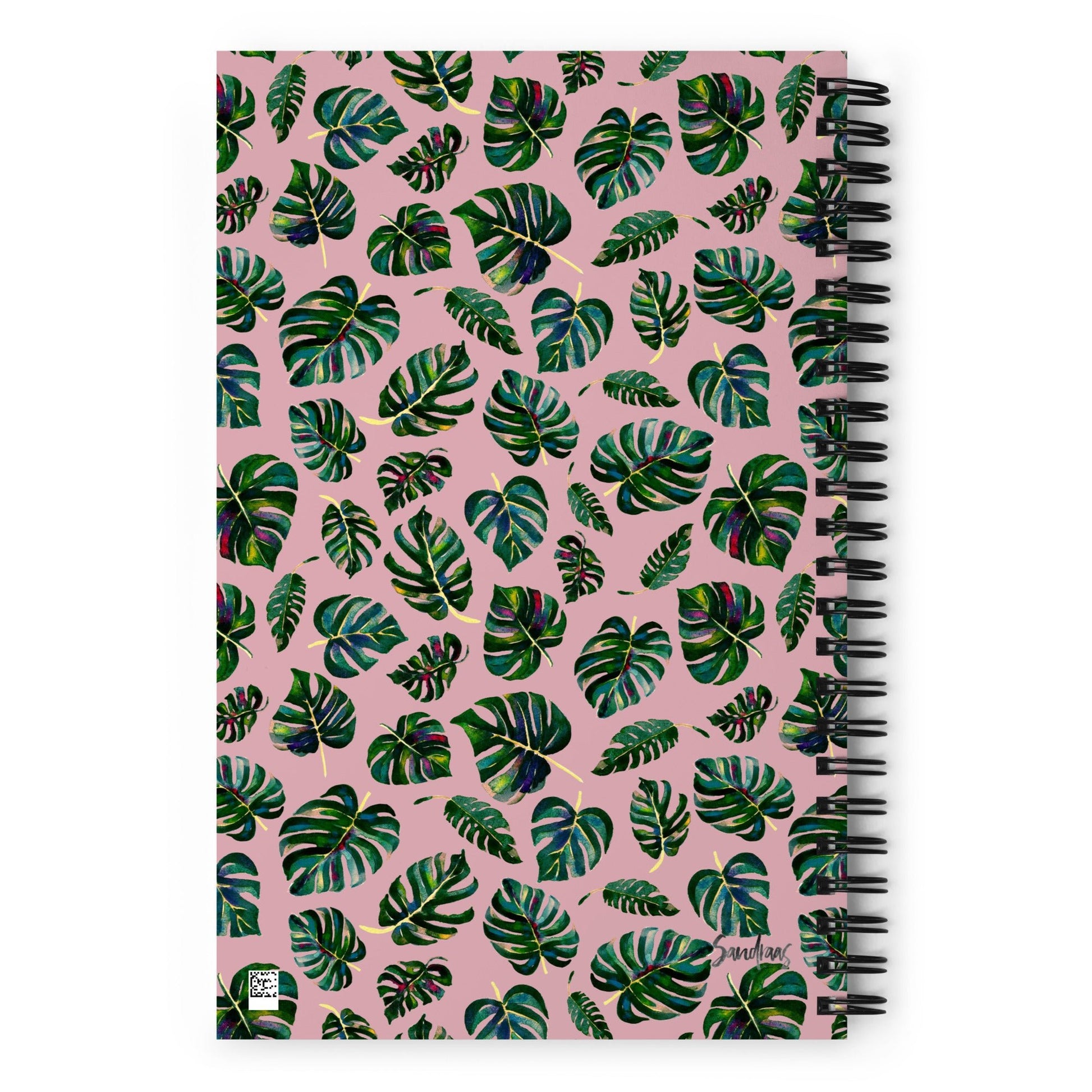 📓 Spiral Notebook – Monstera Leaves – Pink Watercolor Edition 🌿💗 - SANDRAAS