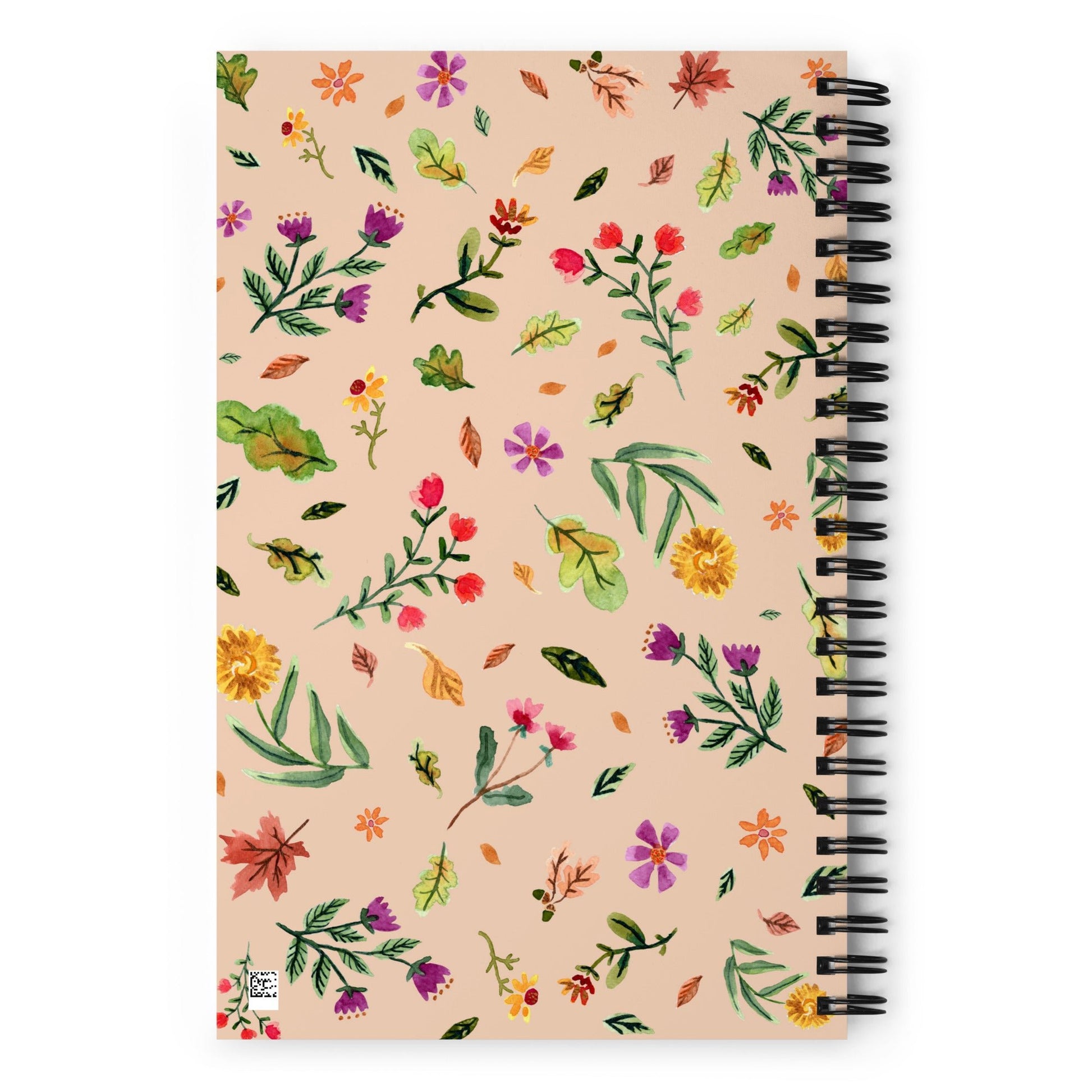 Cozy Vibes Spiral Notebook 🍁 | Hand - Lettered Quote + Watercolor Autumn Leaves - SANDRAAS