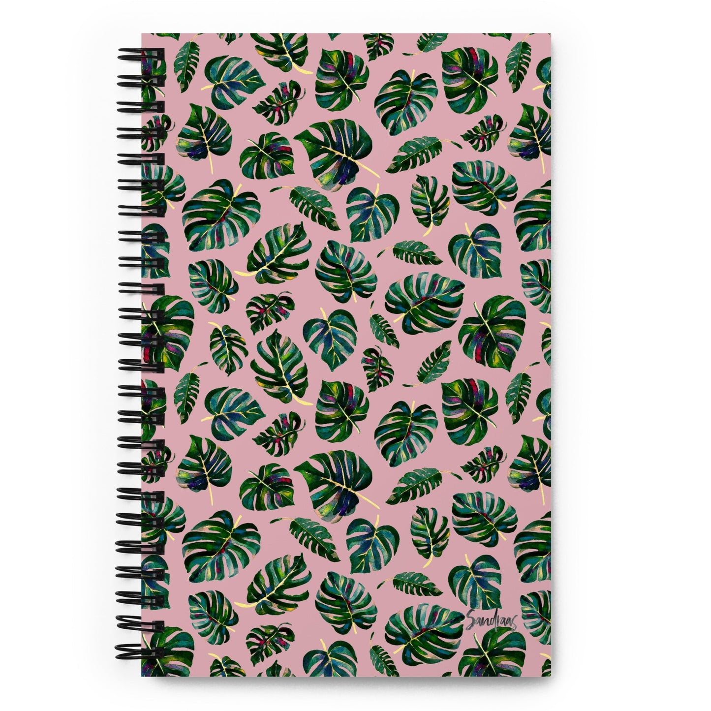 📓 Spiral Notebook – Monstera Leaves – Pink Watercolor Edition 🌿💗 - SANDRAAS