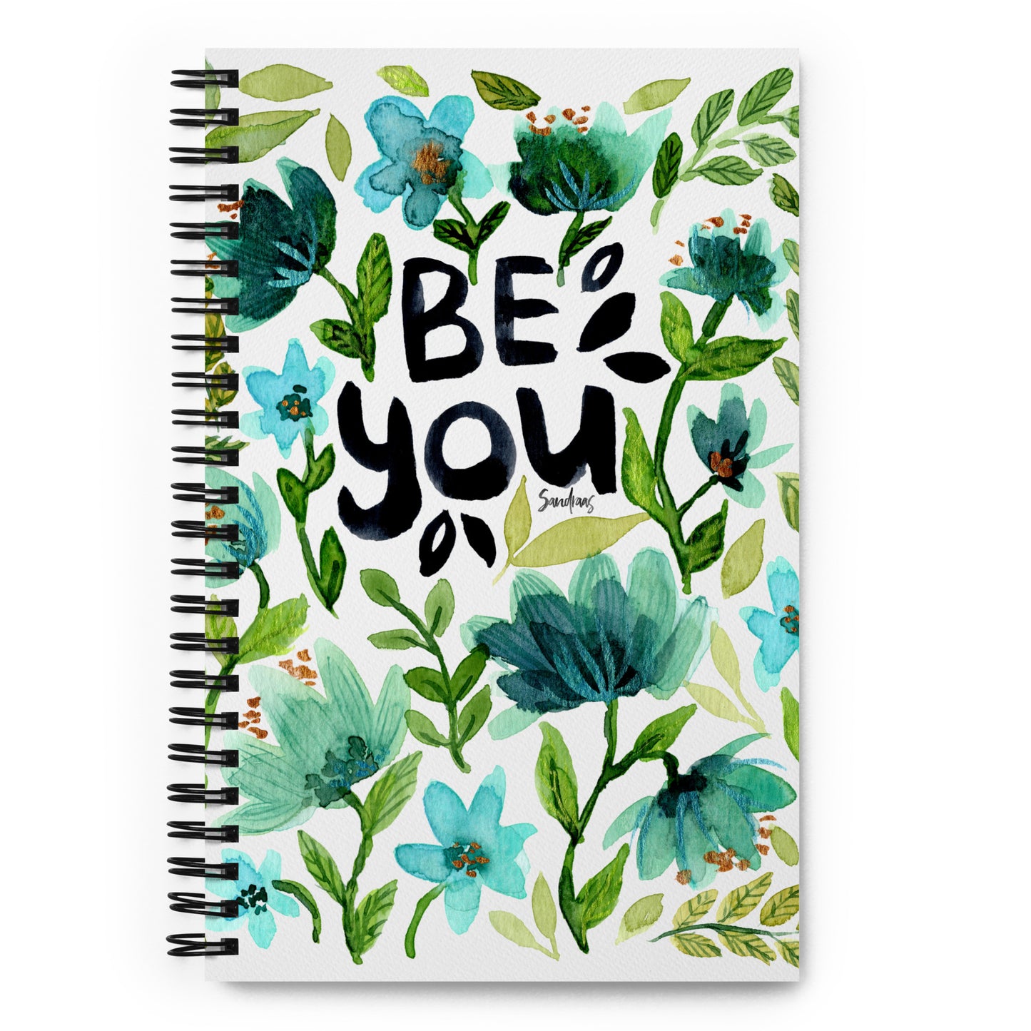💙 “Be You” Spiral Notebook – White Floral Edition 🌿 - SANDRAAS