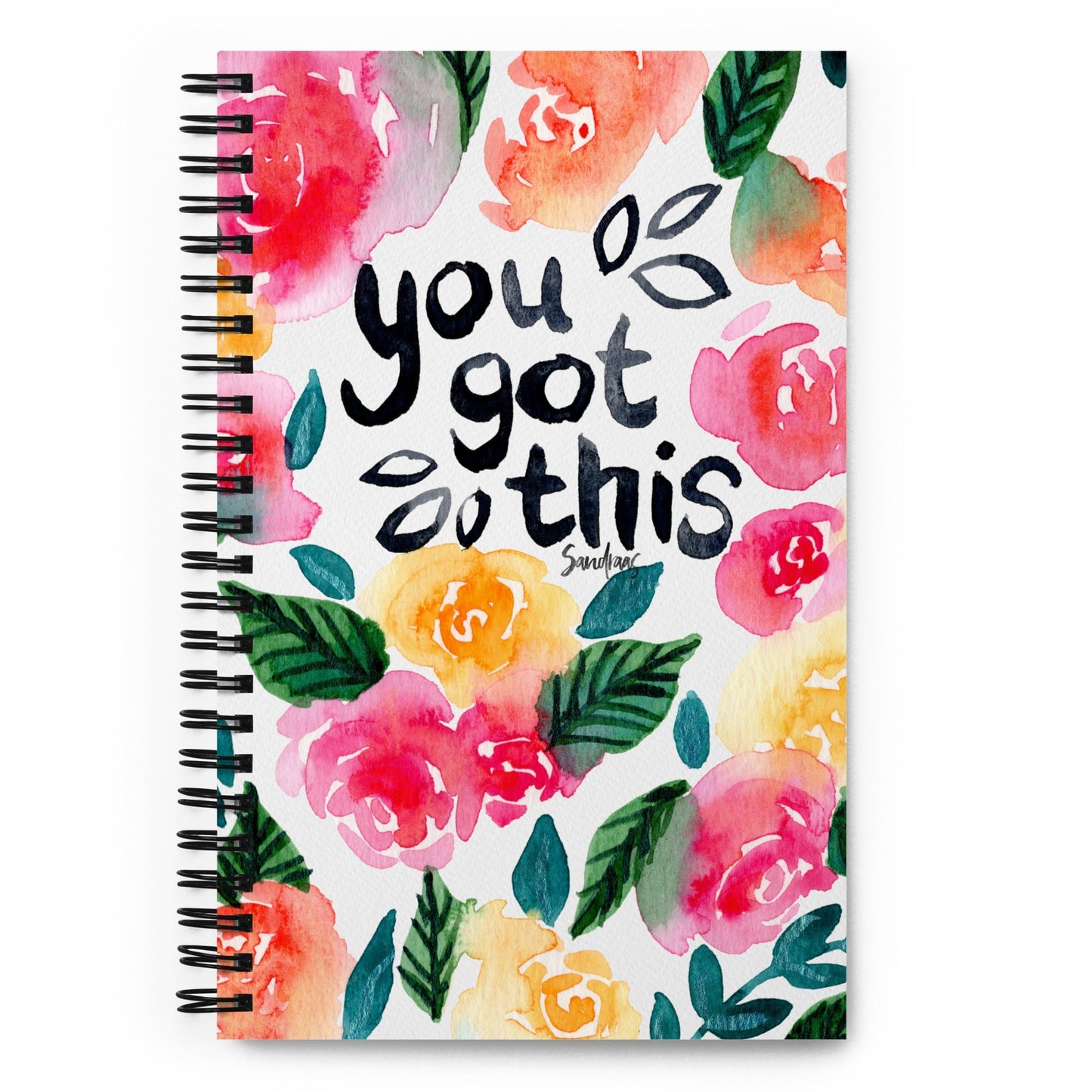 🌸 “You Got This” Spiral Notebook – White - Floral Edition 💪 - SANDRAAS