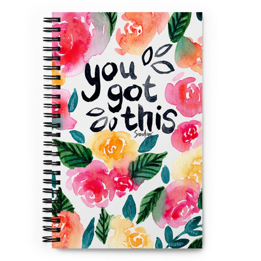 🌸 “You Got This” Spiral Notebook – White - Floral Edition 💪 - SANDRAAS