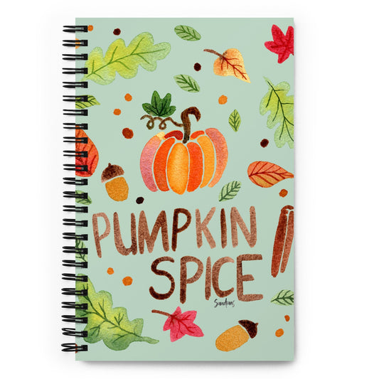Light Green Pumpkin Spice Spiral Notebook – Cozy Autumn Vibes 🍂🎃 - SANDRAAS
