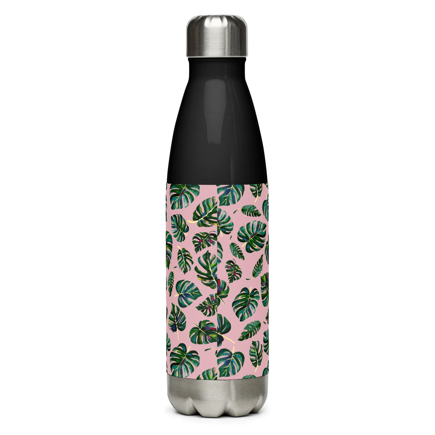 🌿 Stainless Steel Water Bottle – Monstera Leaves – Pink Edition 💗 - SANDRAAS