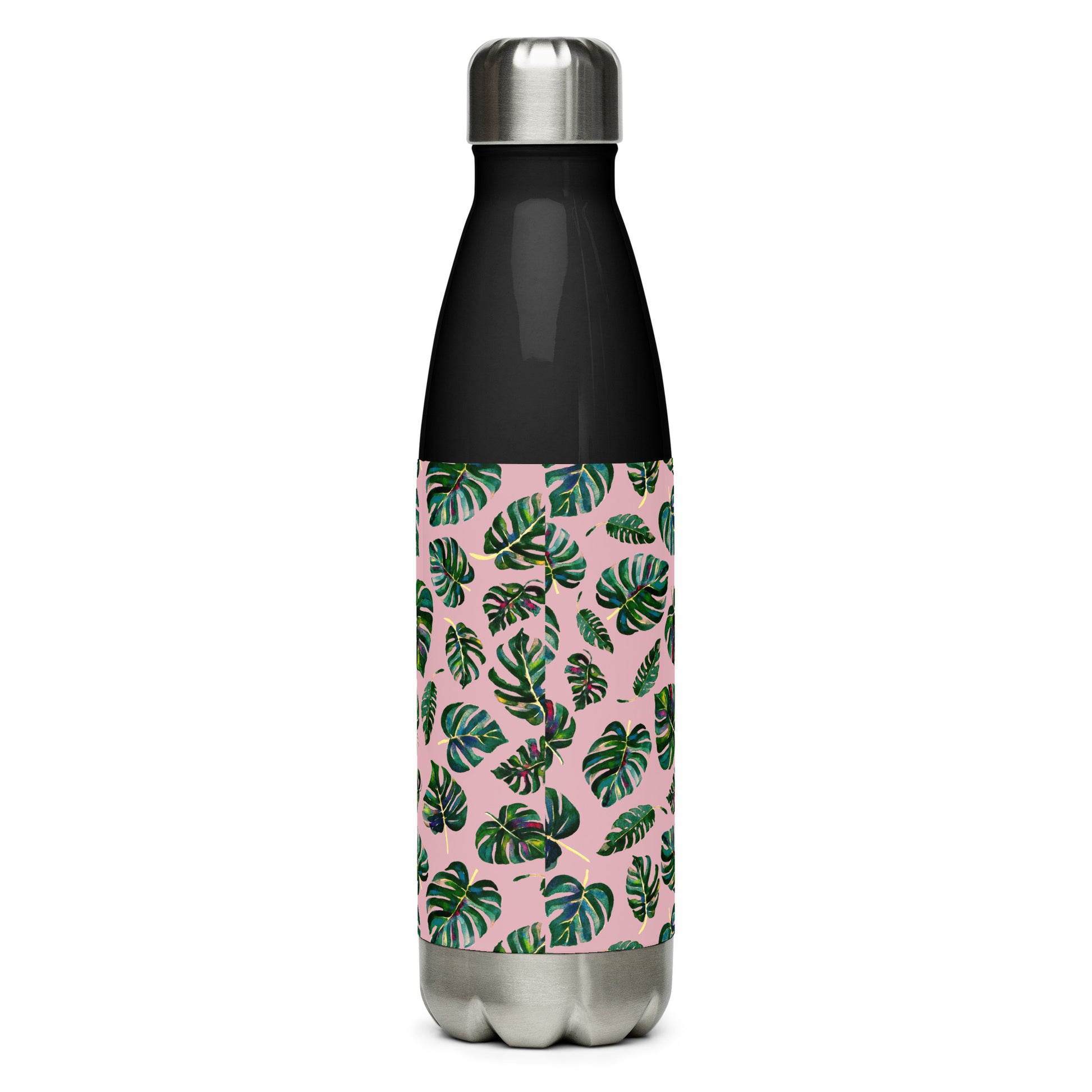 🌿 Stainless Steel Water Bottle – Monstera Leaves – Pink Edition 💗 - SANDRAAS