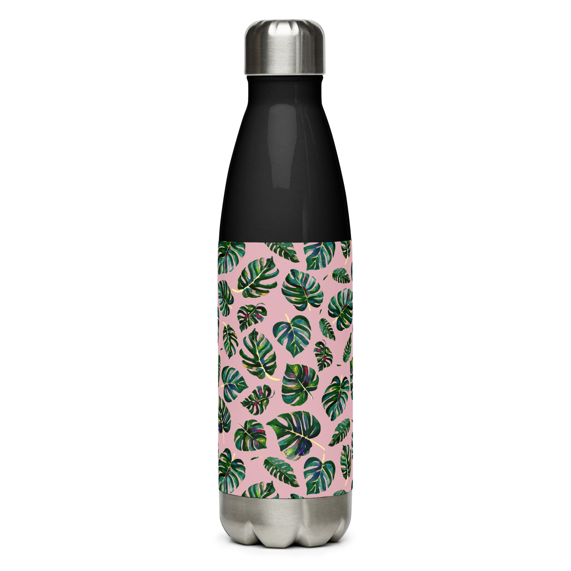 🌿 Stainless Steel Water Bottle – Monstera Leaves – Pink Edition 💗 - SANDRAAS
