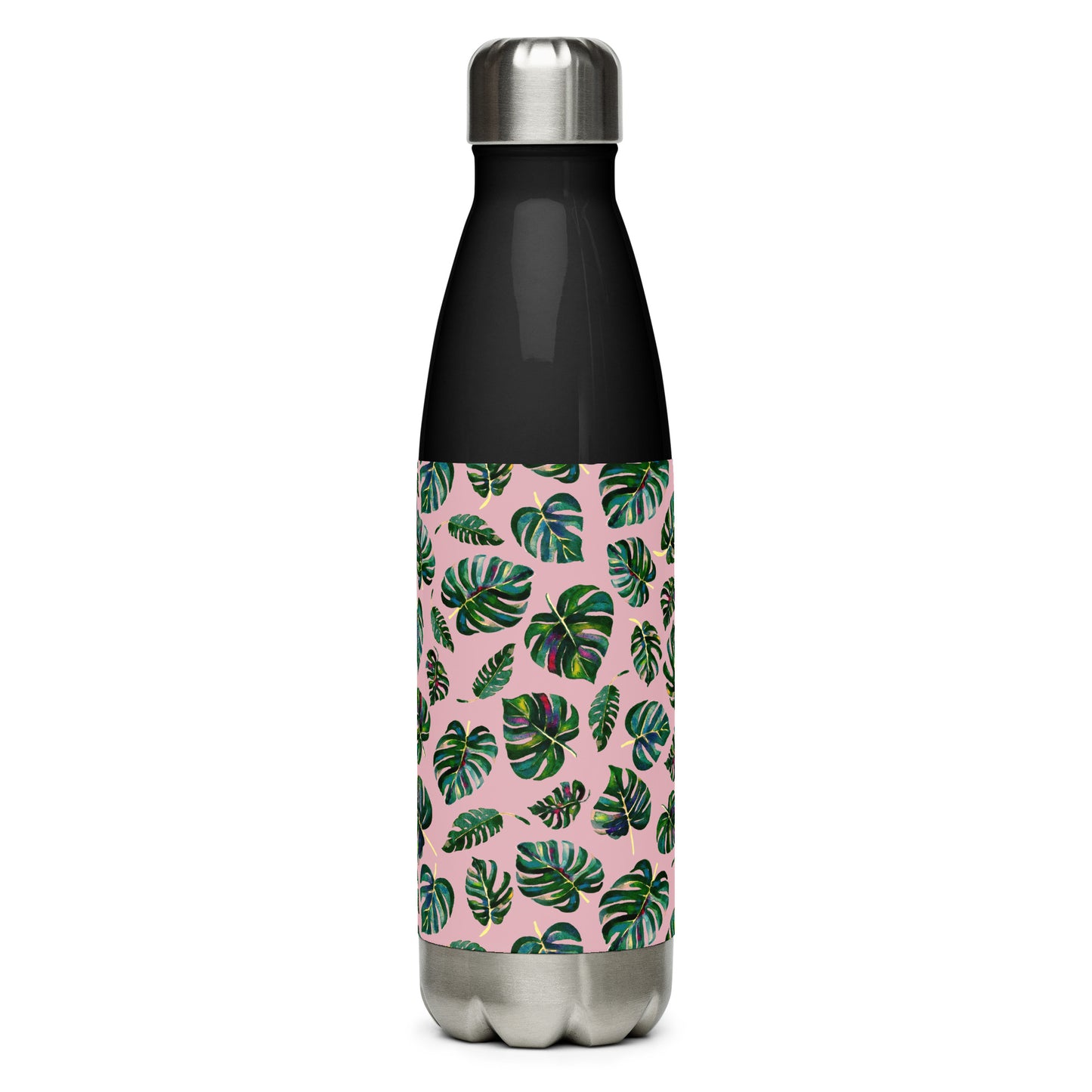 🌿 Stainless Steel Water Bottle – Monstera Leaves – Pink Edition 💗 - SANDRAAS