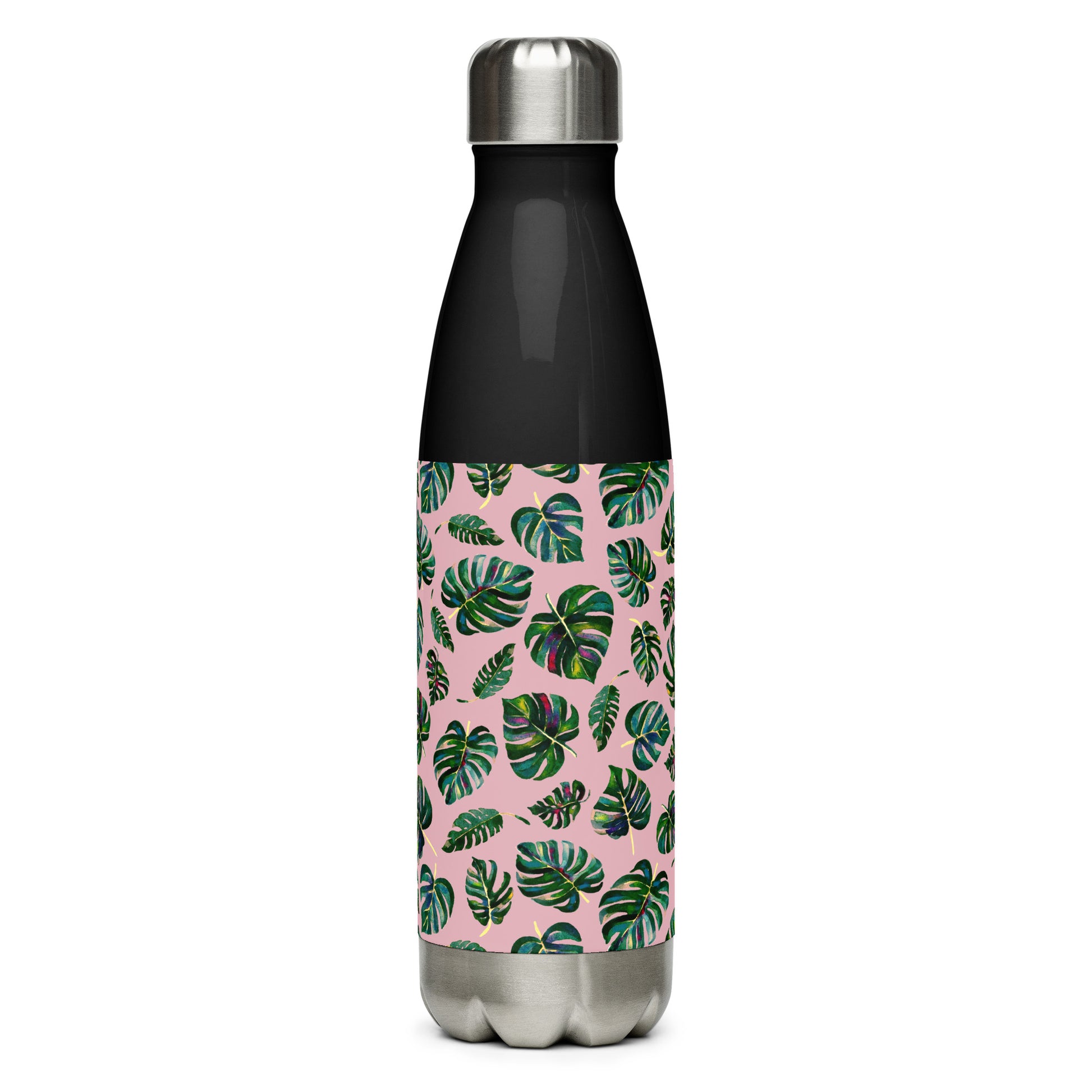 🌿 Stainless Steel Water Bottle – Monstera Leaves – Pink Edition 💗 - SANDRAAS