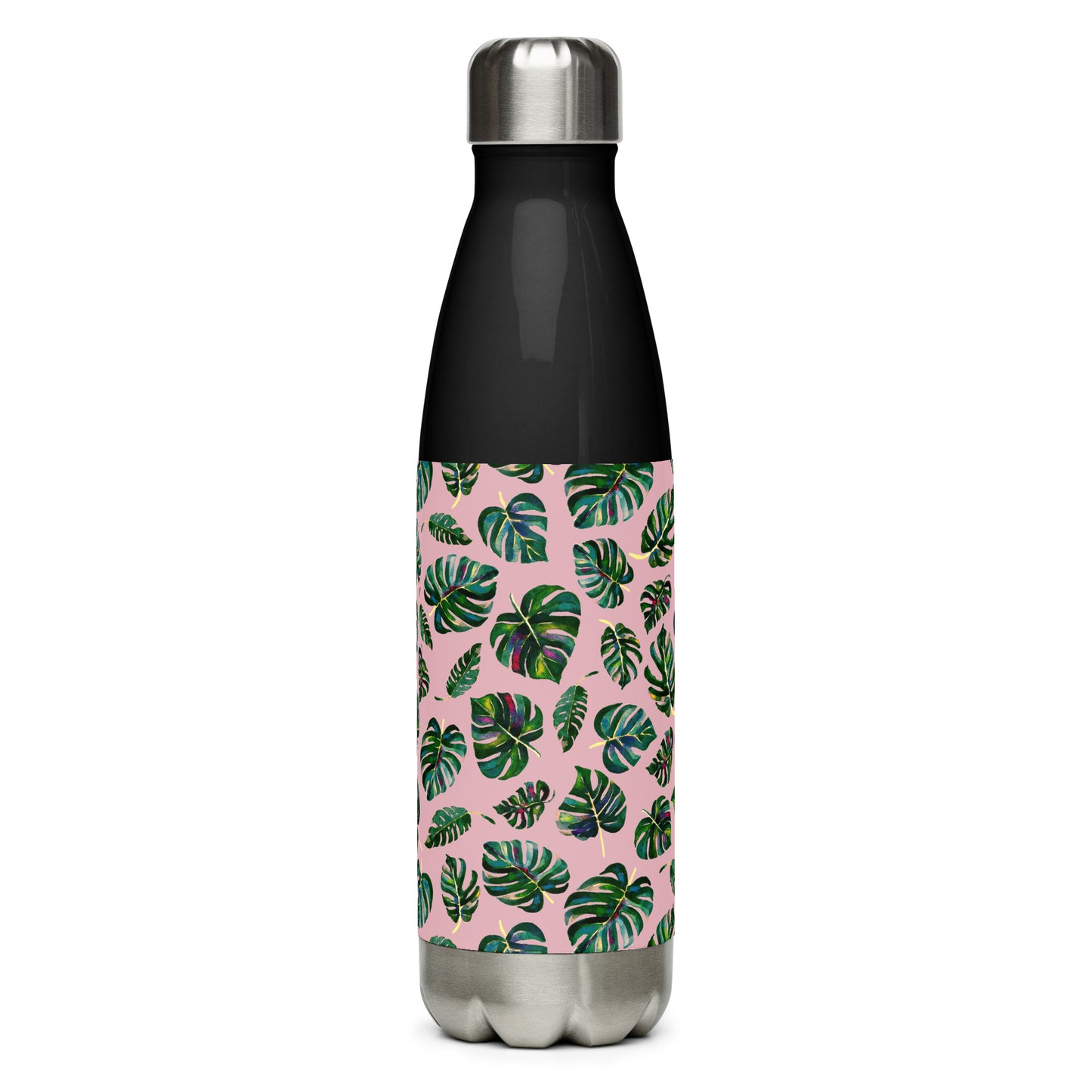 🌿 Stainless Steel Water Bottle – Monstera Leaves – Pink Edition 💗 - SANDRAAS