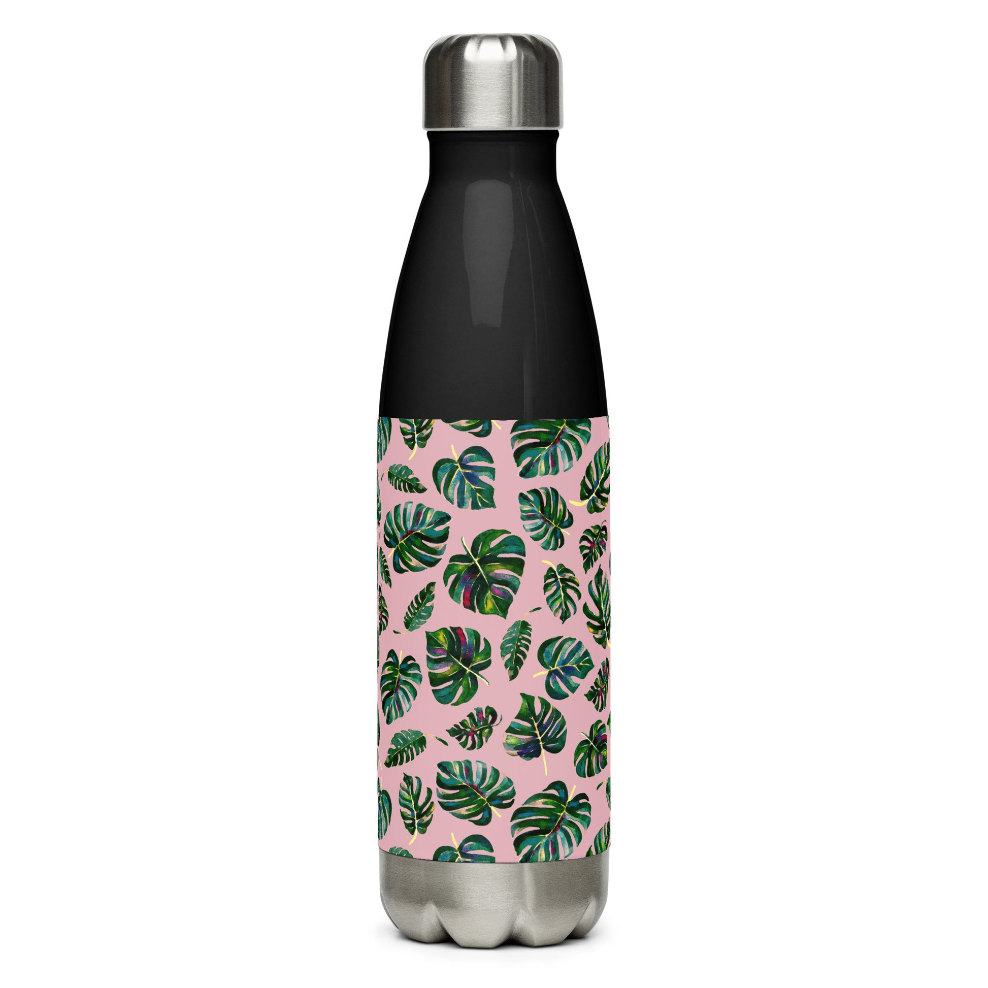🌿 Stainless Steel Water Bottle – Monstera Leaves – Pink Edition 💗 - SANDRAAS