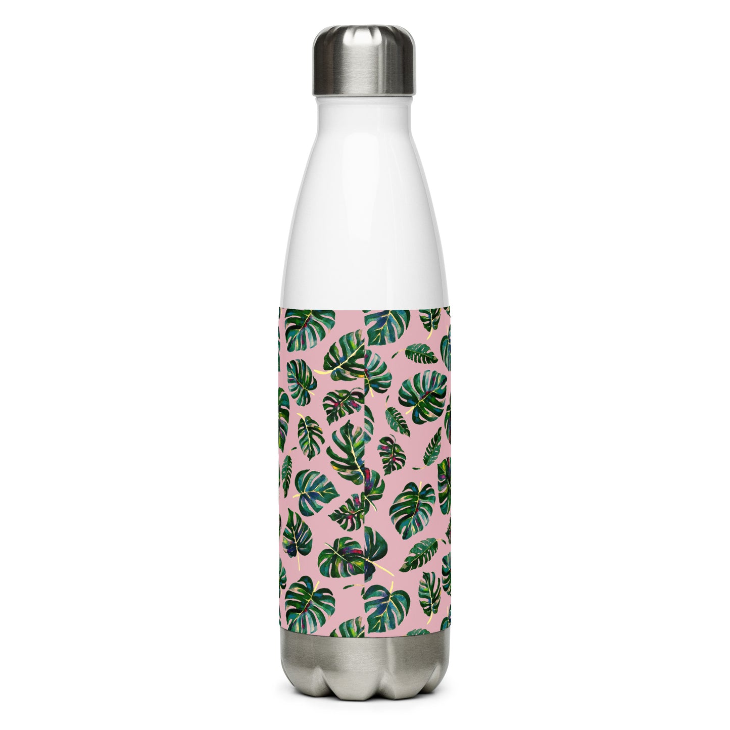 🌿 Stainless Steel Water Bottle – Monstera Leaves – Pink Edition 💗 - SANDRAAS