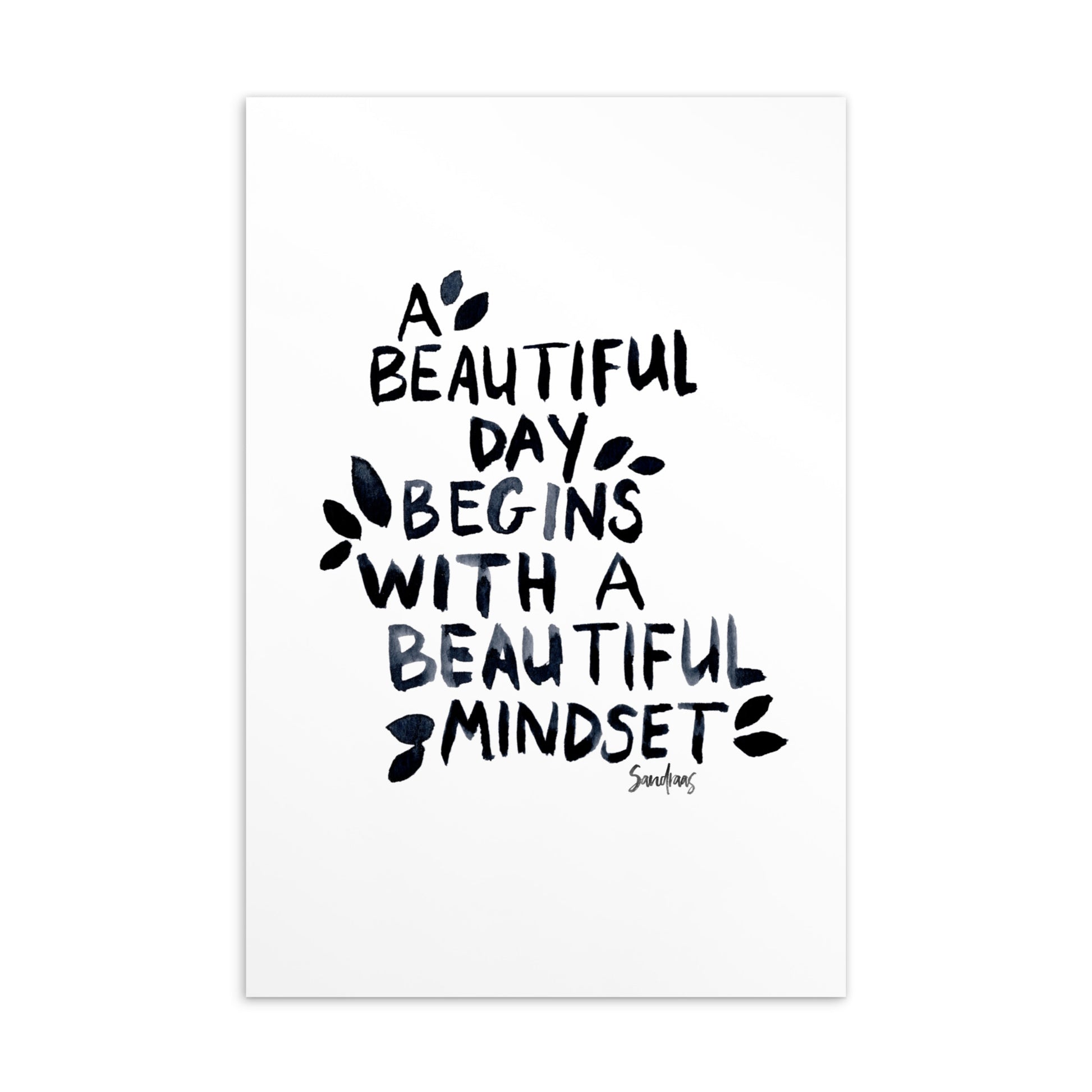 💌 Standard Postcard – “A Beautiful Day Begins with a Beautiful Mindset” – Minimalist Edition ☀️ - SANDRAAS