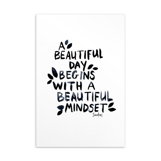 💌 Standard Postcard – “A Beautiful Day Begins with a Beautiful Mindset” – Minimalist Edition ☀️ - SANDRAAS