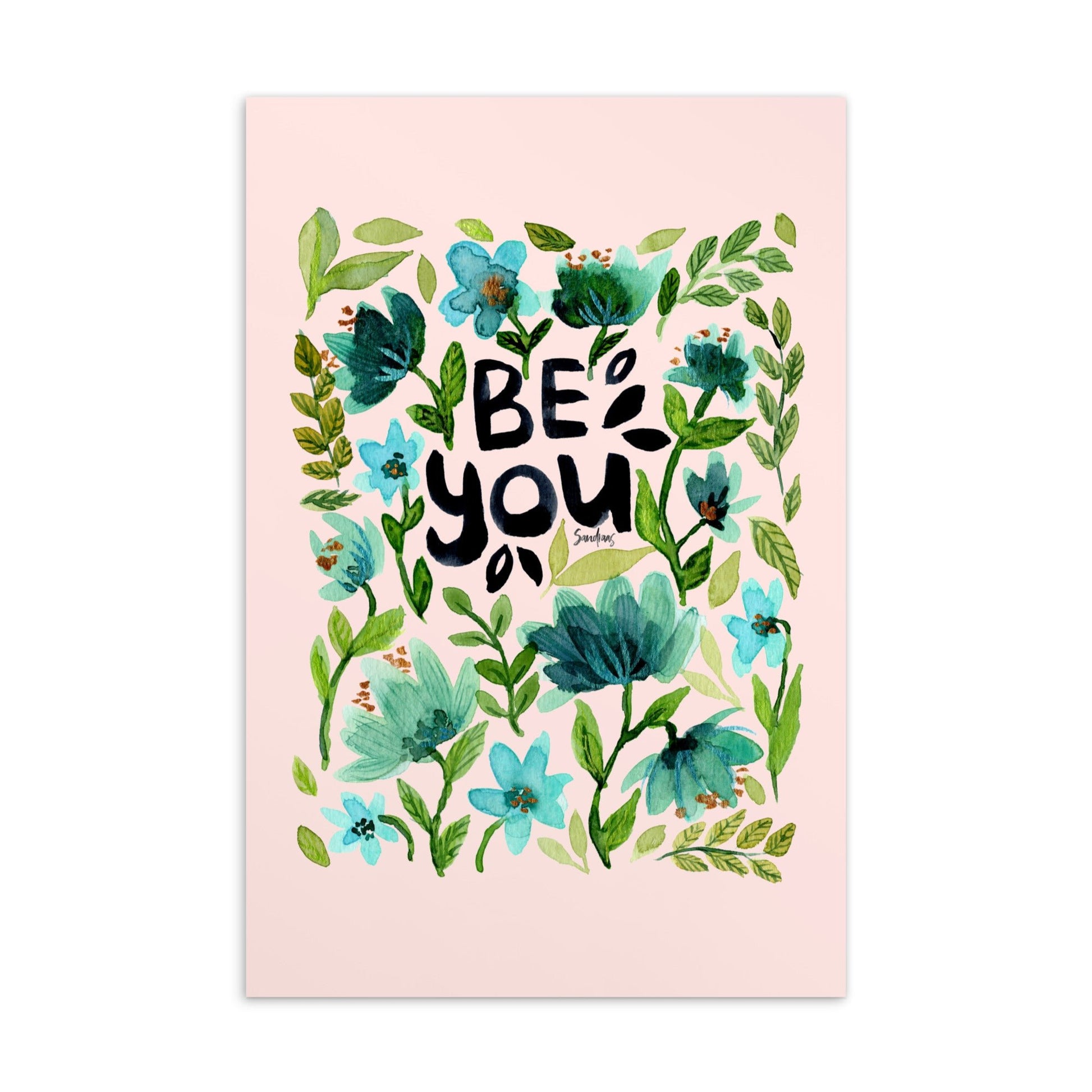 💌 Standard Postcard – “Be You” – Pink Floral Edition 🌸 - SANDRAAS