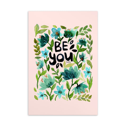 💌 Standard Postcard – “Be You” – Pink Floral Edition 🌸 - SANDRAAS