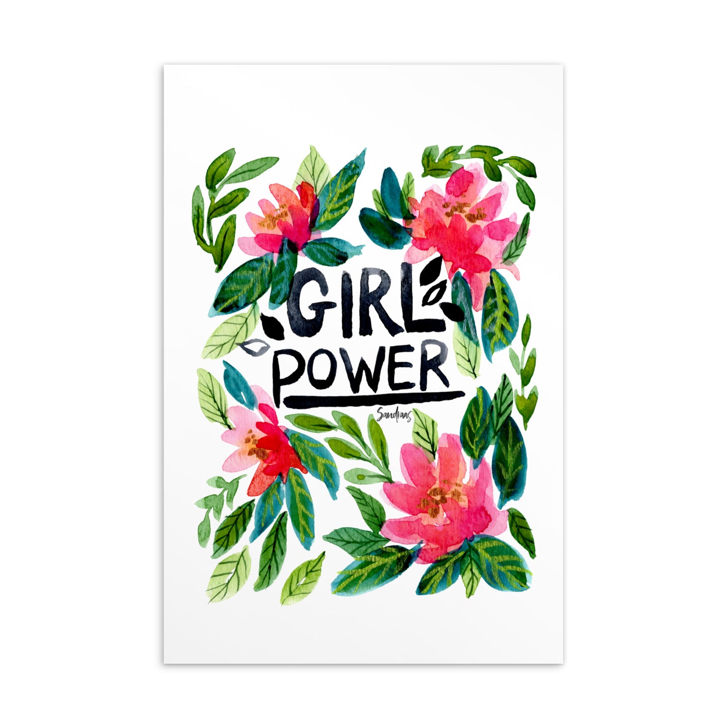 💌 Standard Postcard – “Girl Power” – White Floral Edition 🌸 - SANDRAAS