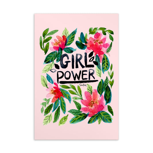 💌 Standard Postcard – “Girl Power” – Pink Floral Edition 🌸 - SANDRAAS