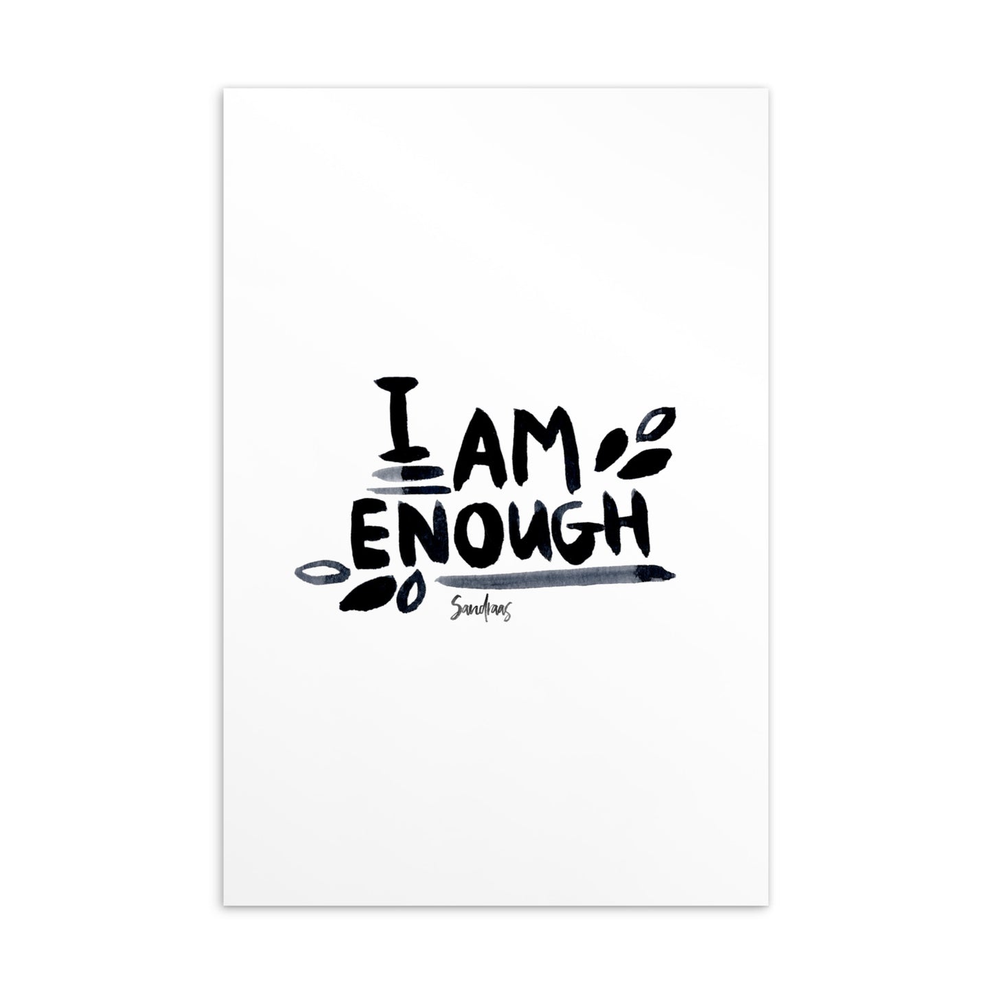 💌 Standard Postcard – “I Am Enough” – Minimalist Hand - Lettered Edition 🤍 - SANDRAAS