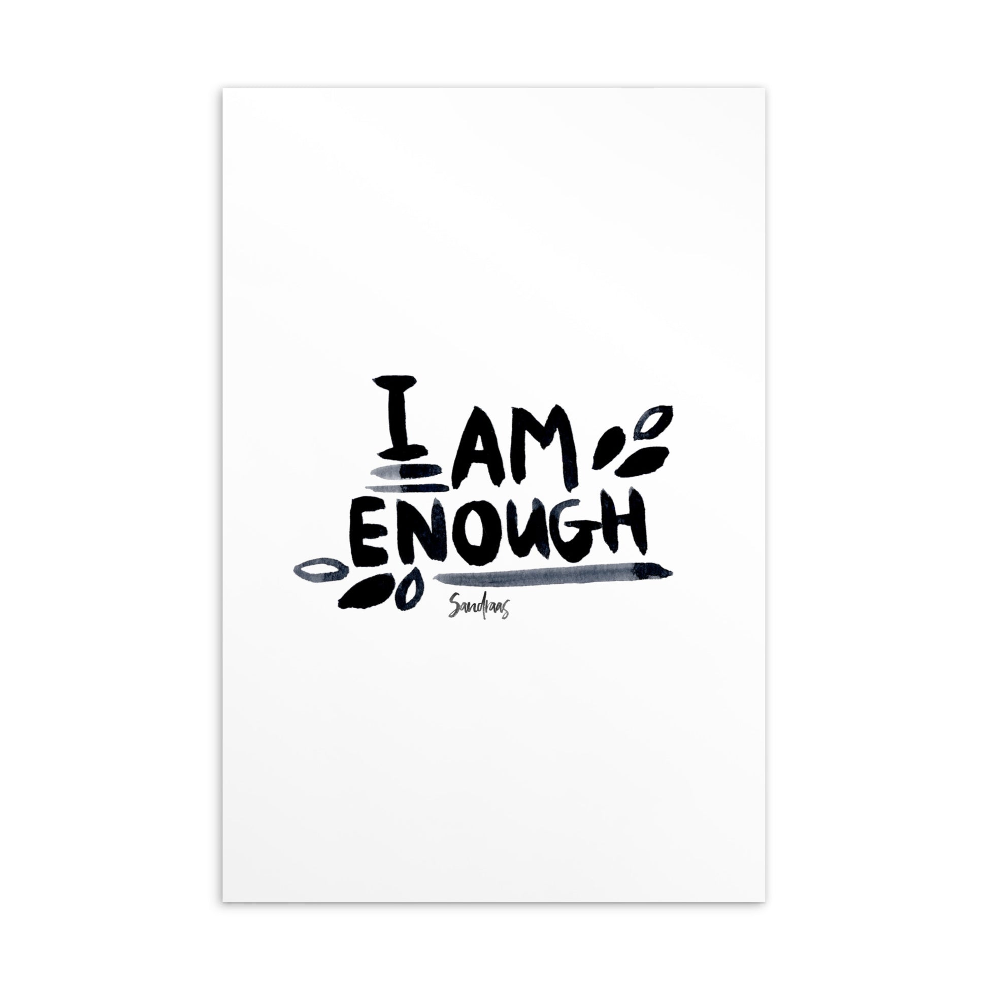 💌 Standard Postcard – “I Am Enough” – Minimalist Hand - Lettered Edition 🤍 - SANDRAAS