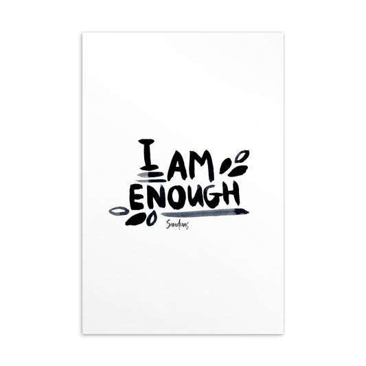 💌 Standard Postcard – “I Am Enough” – Minimalist Hand - Lettered Edition 🤍 - SANDRAAS