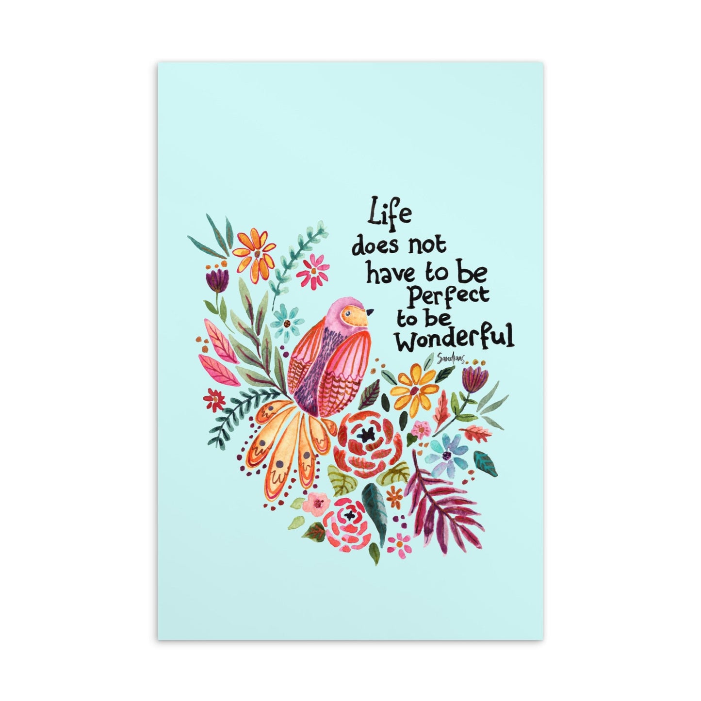 💌 Standard Postcard – “Life Doesn’t Have to Be Perfect to Be Beautiful” – Blue Bird Edition 🕊️ - SANDRAAS