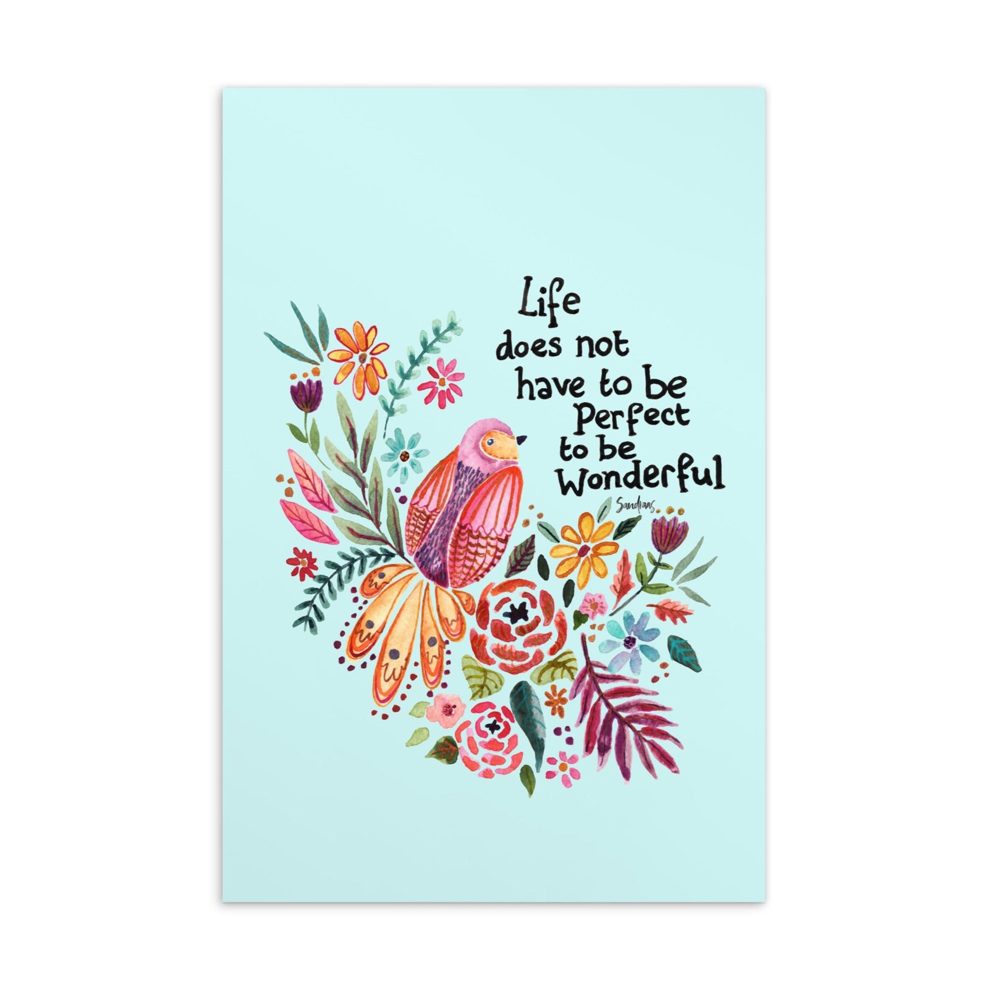 💌 Standard Postcard – “Life Doesn’t Have to Be Perfect to Be Beautiful” – Blue Bird Edition 🕊️ - SANDRAAS