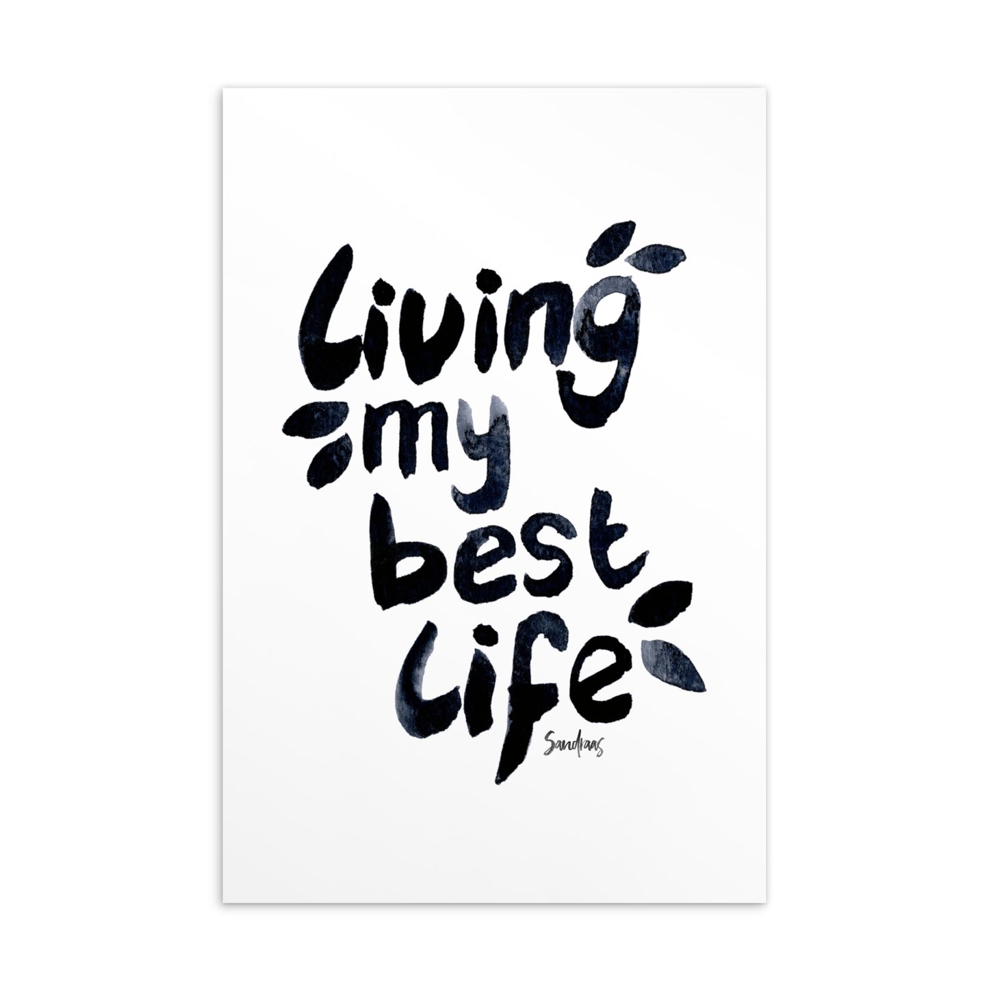 💌 Standard Postcard – “Living My Best Life” – Hand - Lettered Minimalist Edition ✨ - SANDRAAS