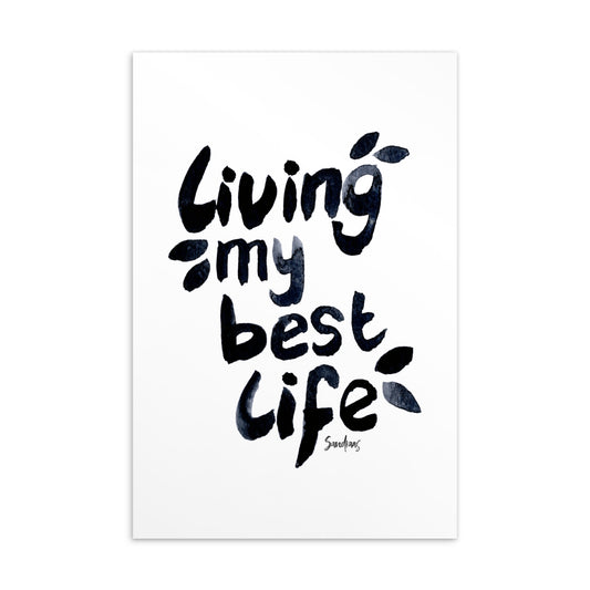 💌 Standard Postcard – “Living My Best Life” – Hand - Lettered Minimalist Edition ✨ - SANDRAAS