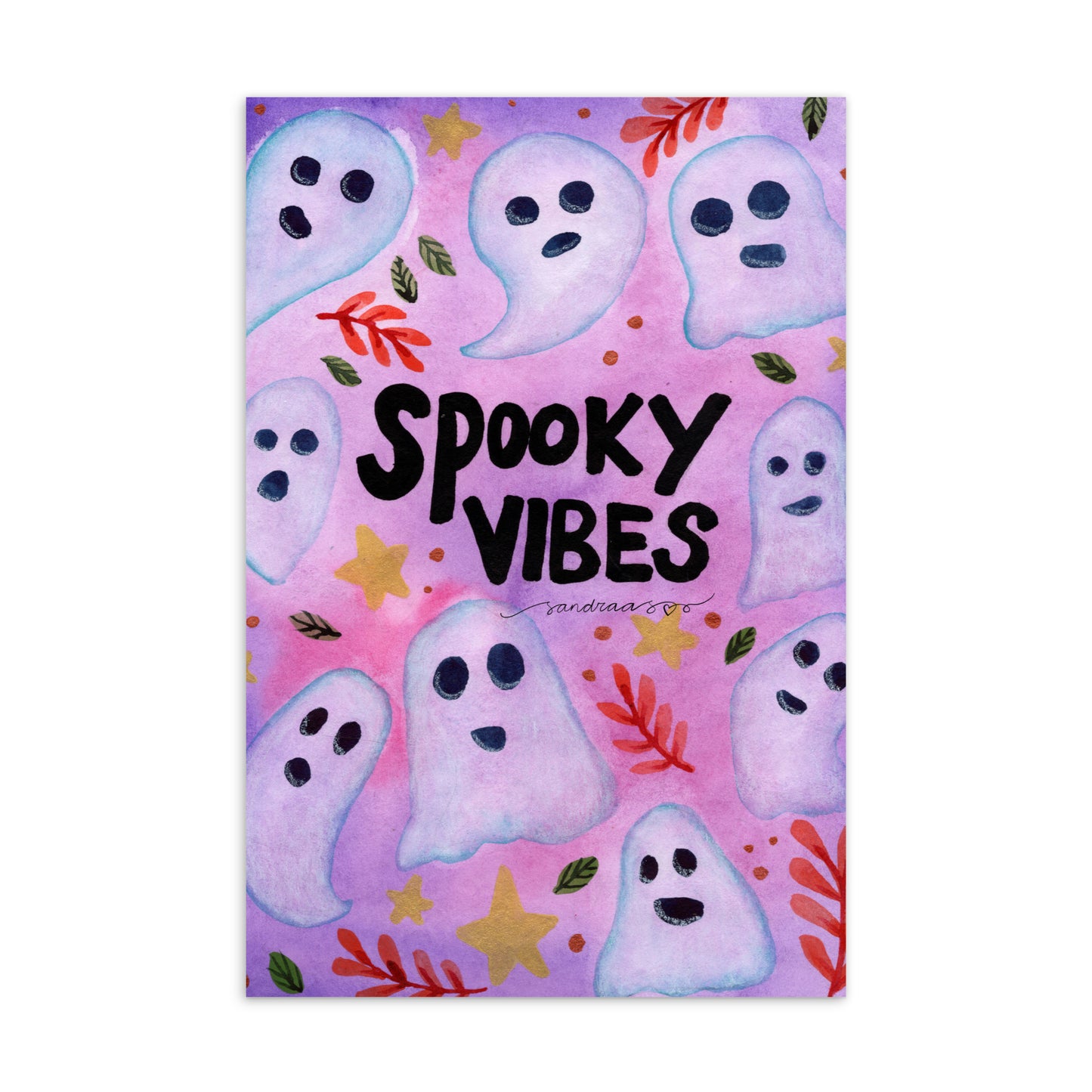 Standard Postcard – Halloween Card Spooky Vibes 👻💜 - SANDRAAS