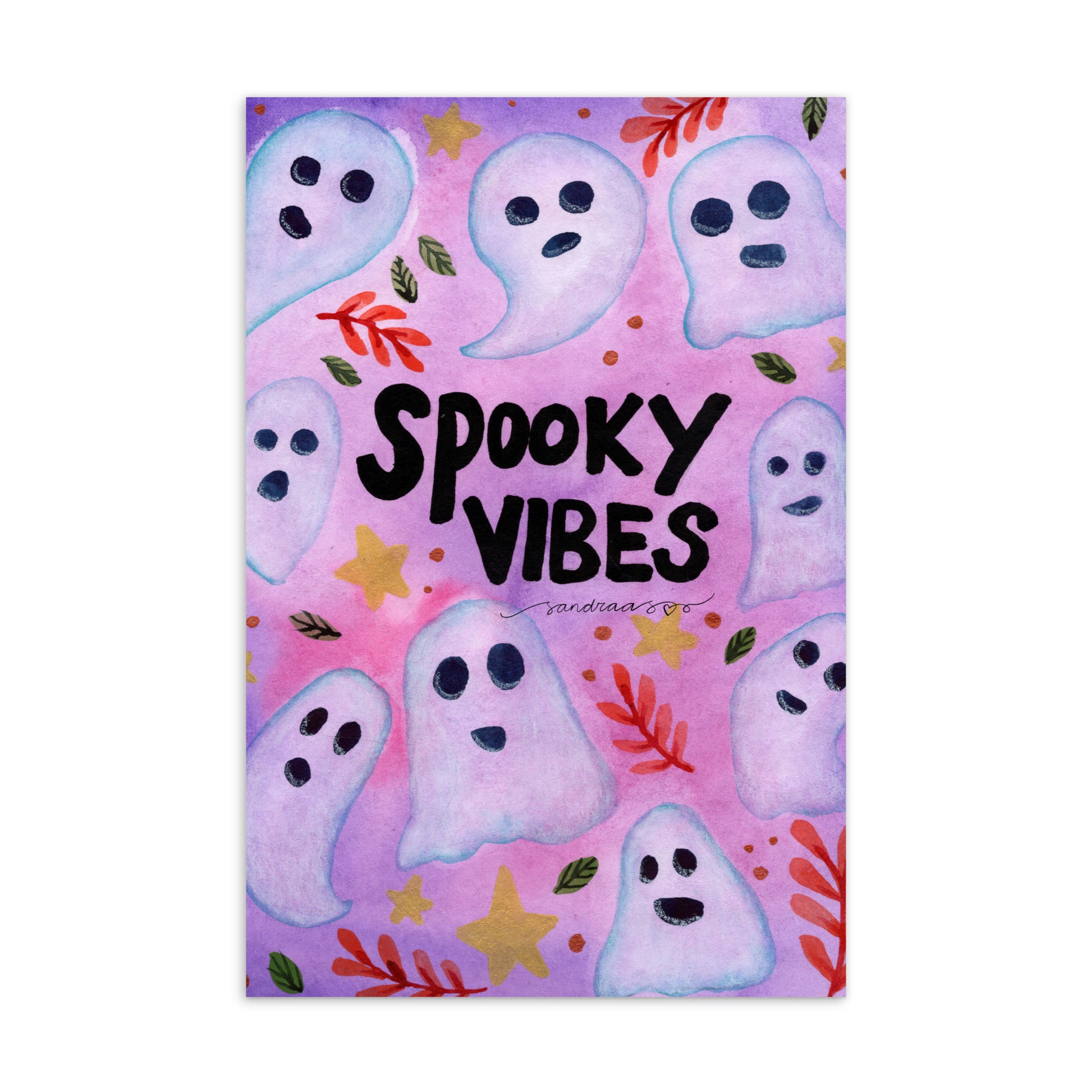 Standard Postcard – Halloween Card Spooky Vibes 👻💜 - SANDRAAS
