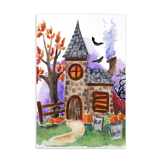 Standard Postcard – Halloween Card Haunted House 🏚️👻 - SANDRAAS