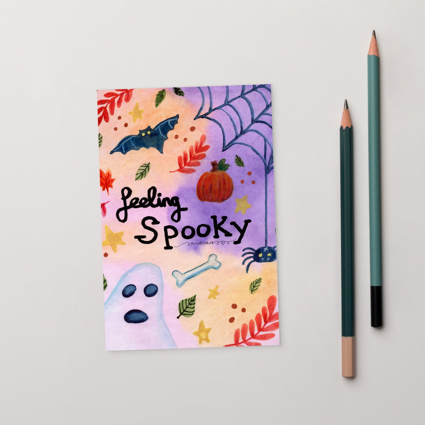 Standard Postcard – Feeling Spooky 👻🕸️- Halloween Card - SANDRAAS