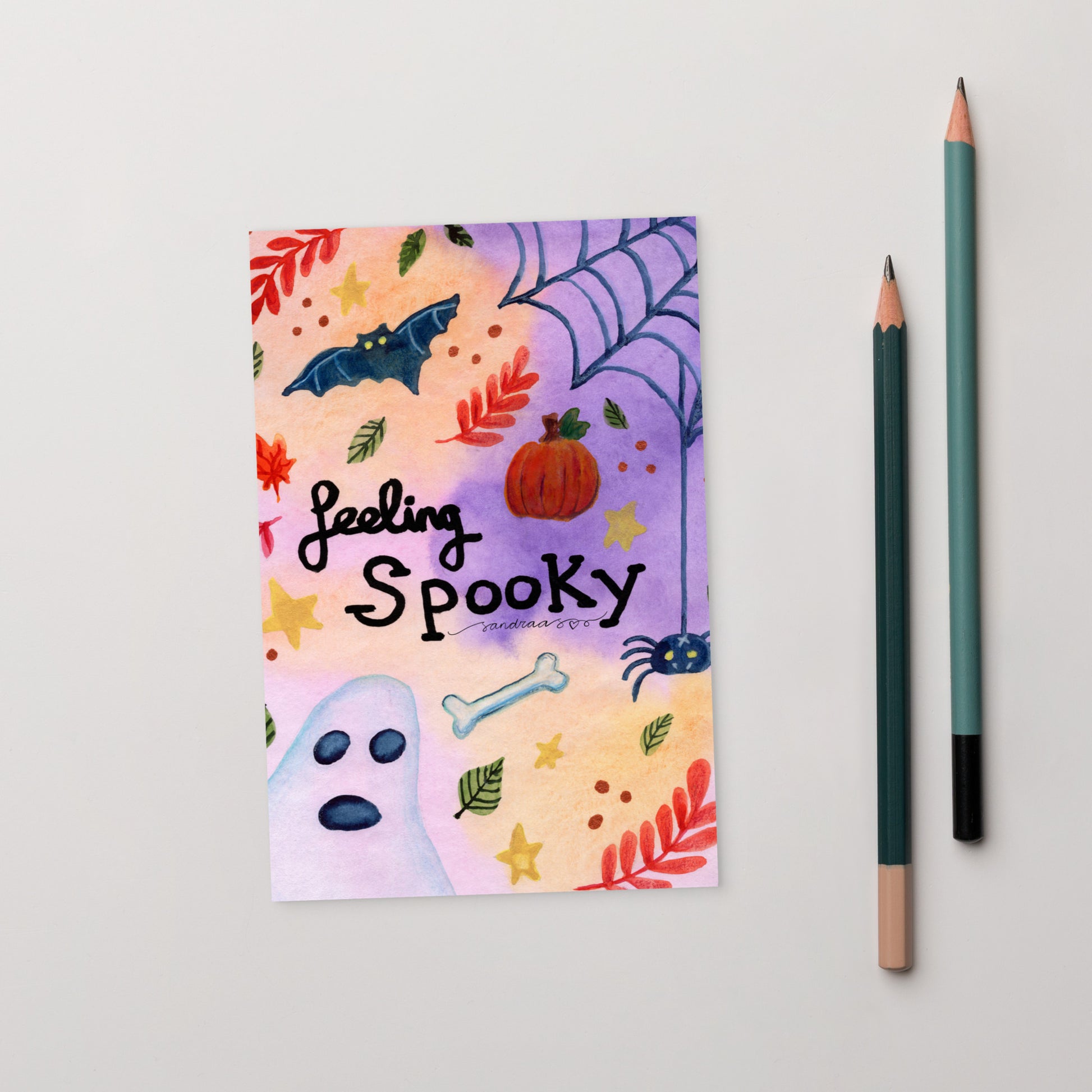 Standard Postcard – Feeling Spooky 👻🕸️- Halloween Card - SANDRAAS